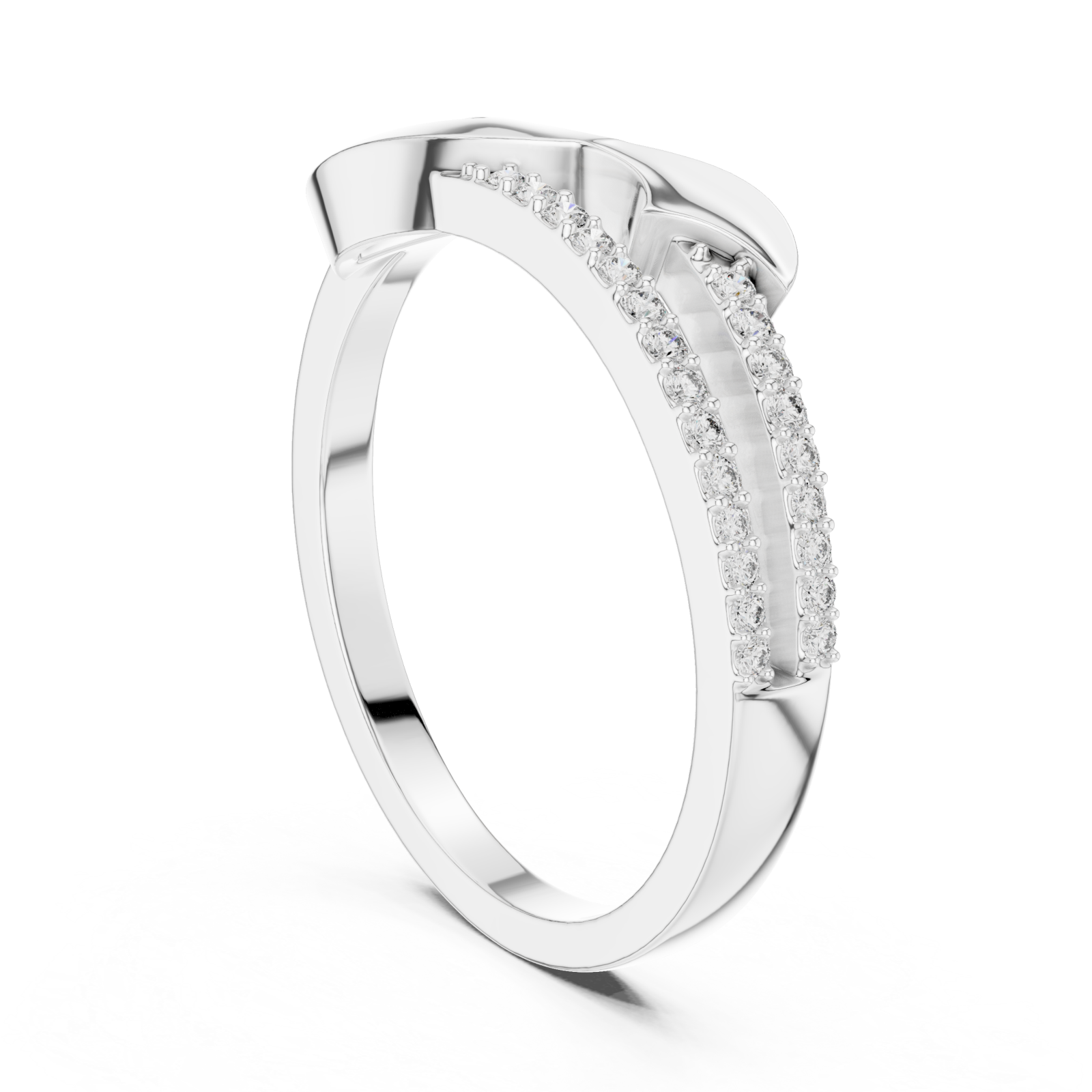  White Gold Embrace Contour Statement Ring Left View