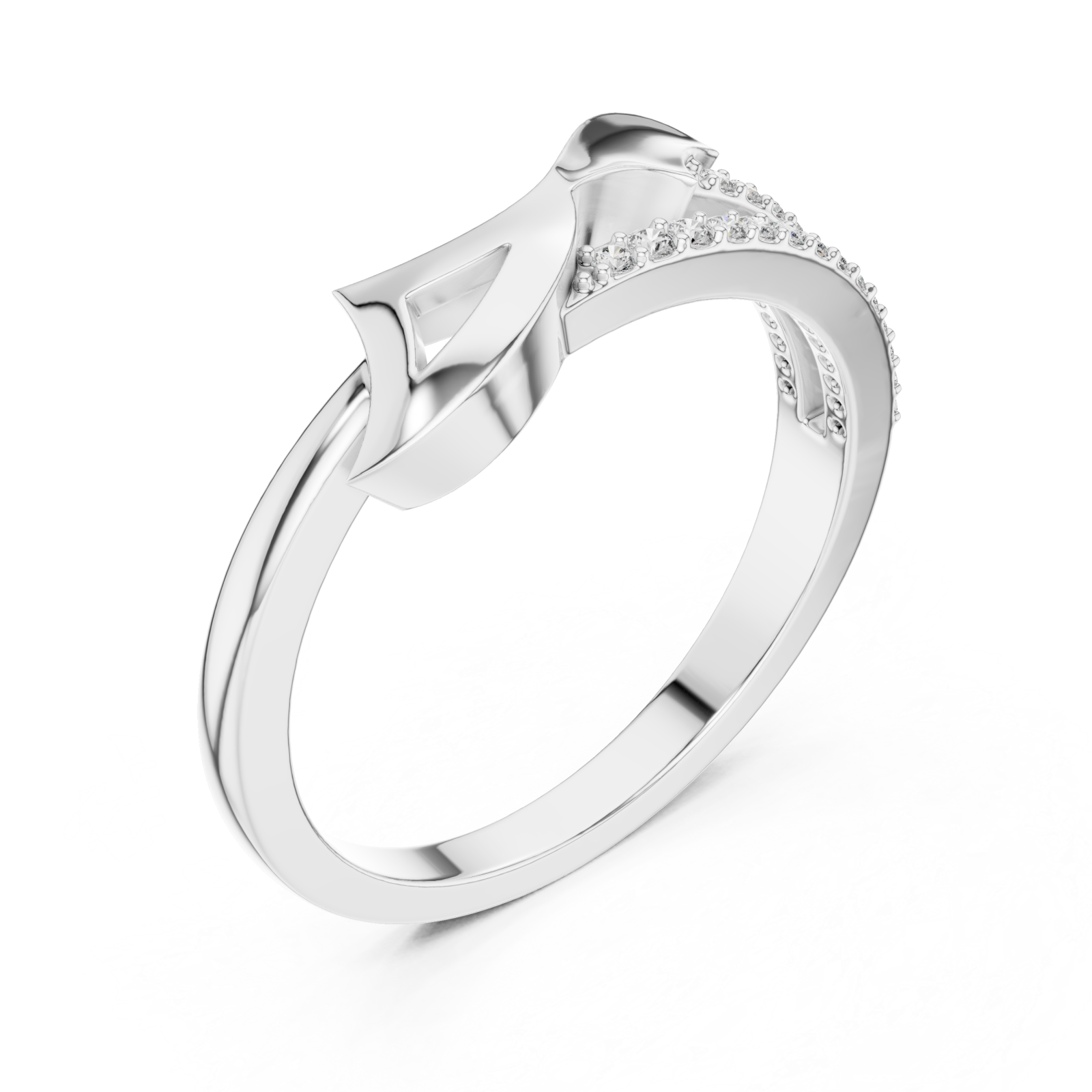  White Gold Embrace Contour Statement Ring Right View