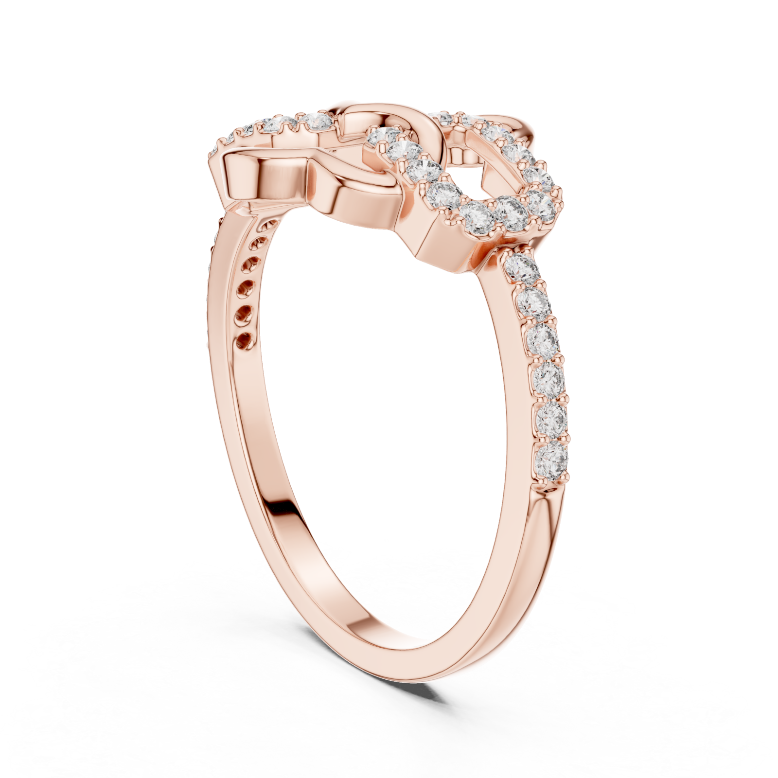  Rose Gold Twilight Romance Double Loop Ring Left View