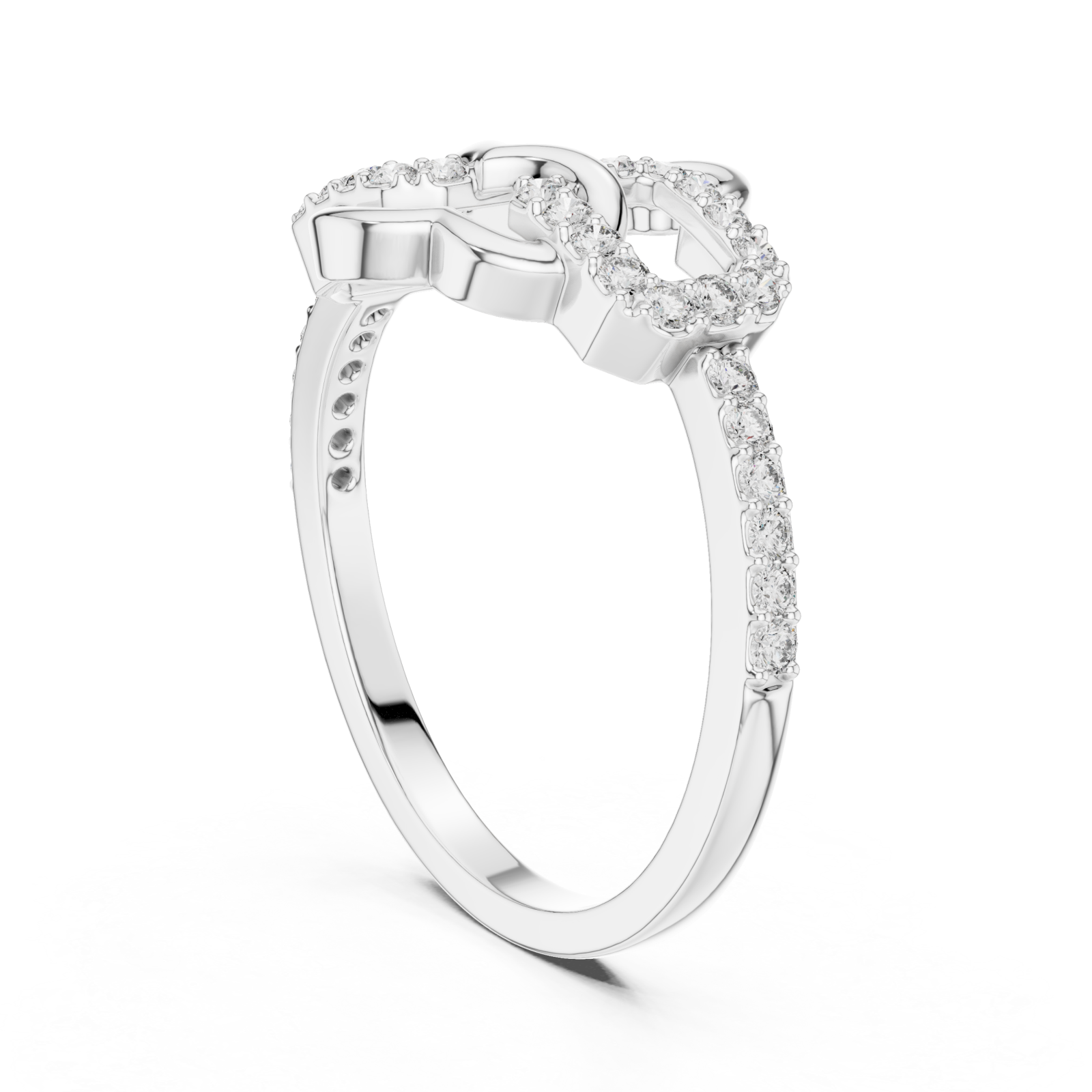  White Gold Twilight Romance Double Loop Ring Left View