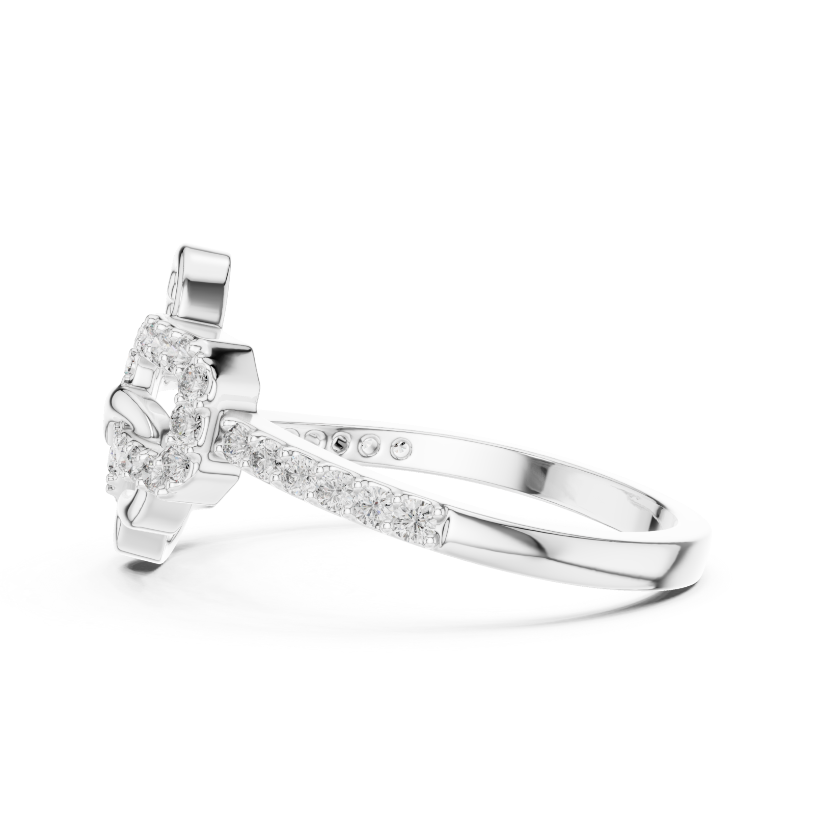  White Gold Twilight Romance Double Loop Ring Side View