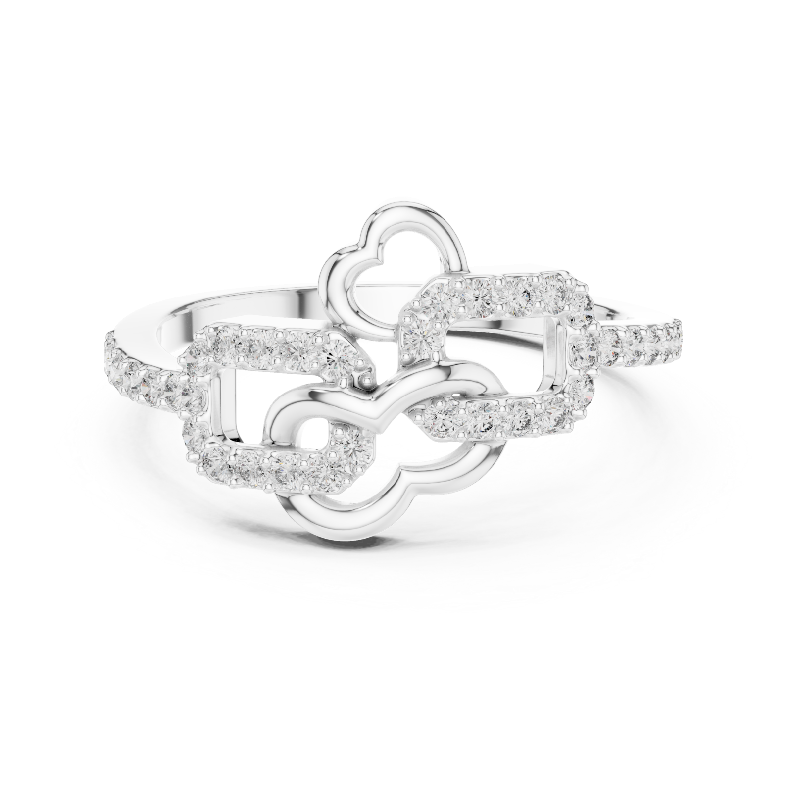  White Gold Twilight Romance Double Loop Ring Front View