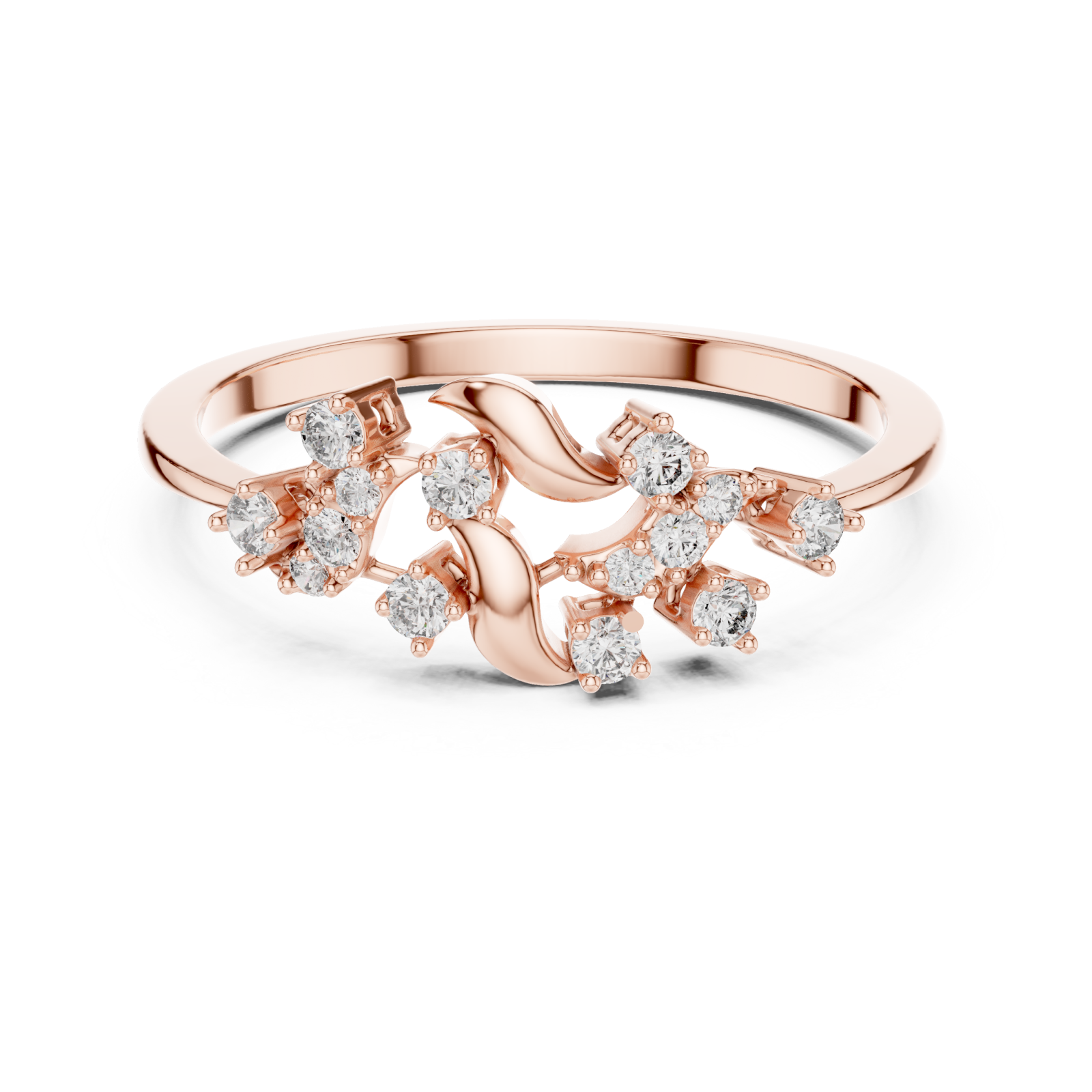  Rose Gold Aurora Starlit Embrace Statement Ring Front View