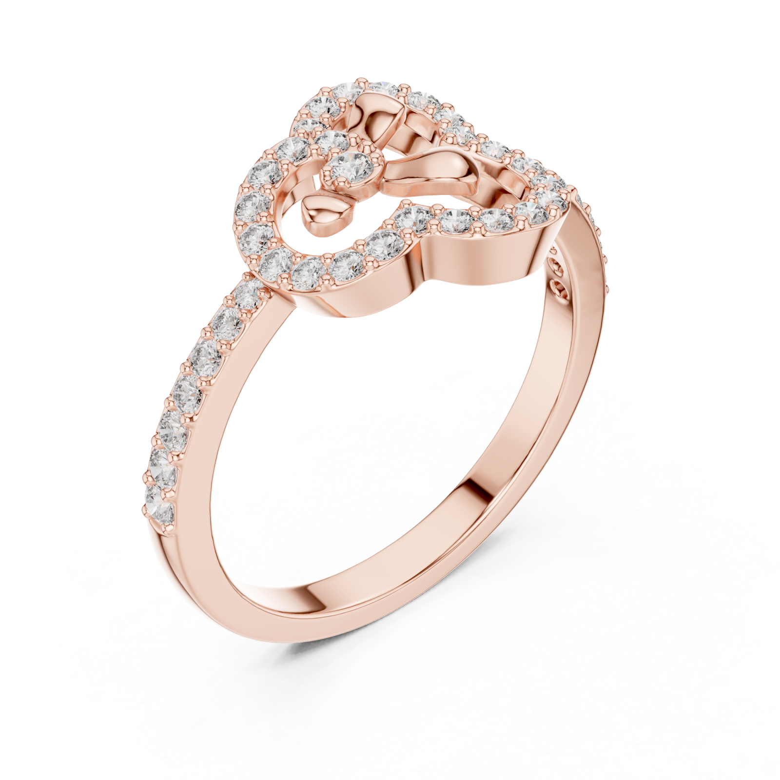  Rose Gold Twin Petal Graceful Promise Ring Right View