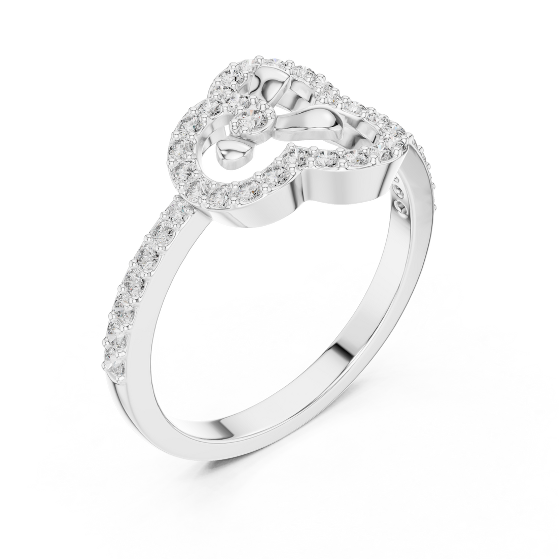  White Gold Twin Petal Graceful Promise Ring Right View