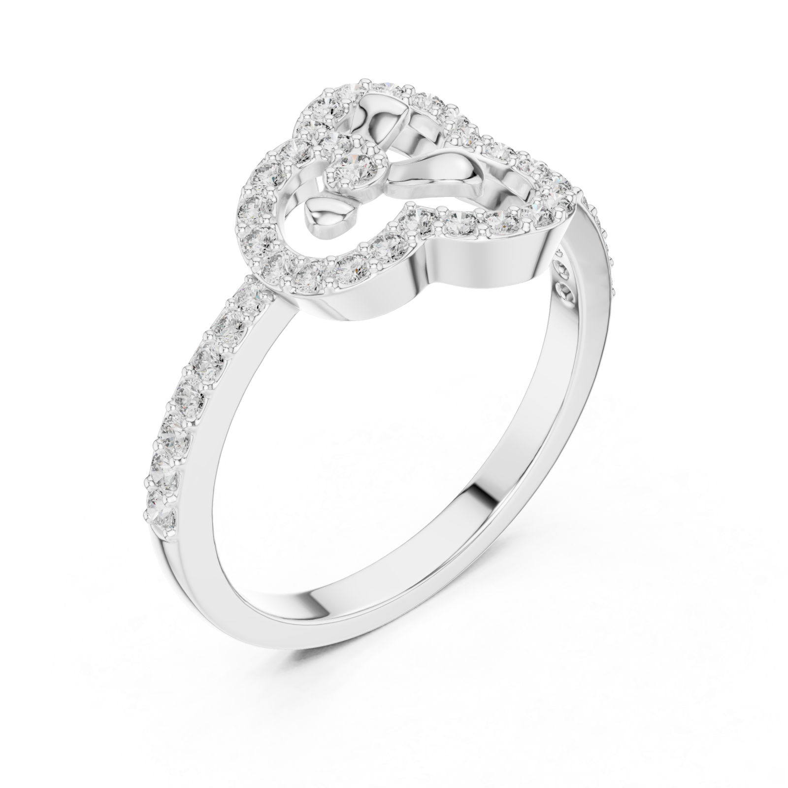  White Gold Twin Petal Graceful Promise Ring Right View
