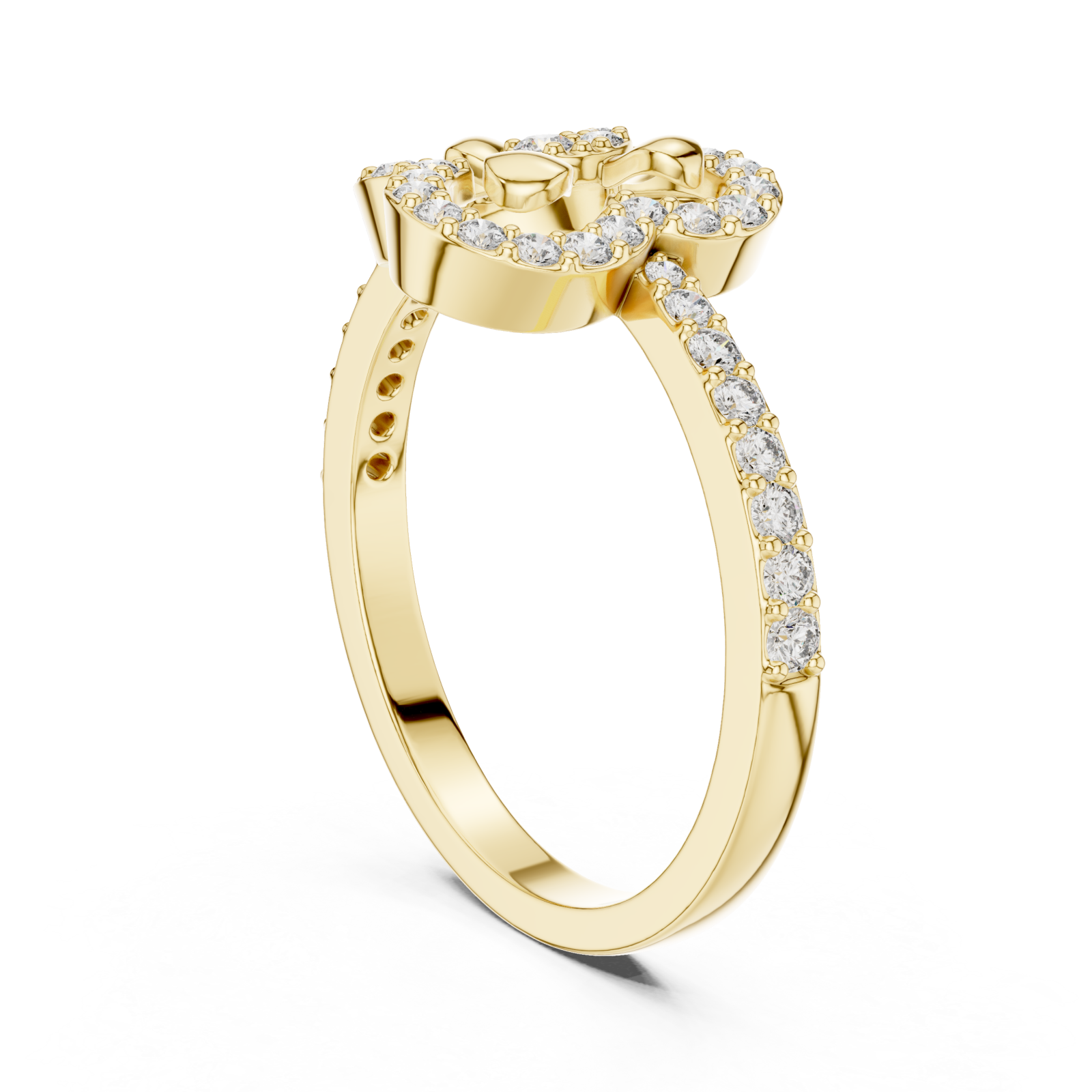 Gold Twin Petal Graceful Promise Ring Left View