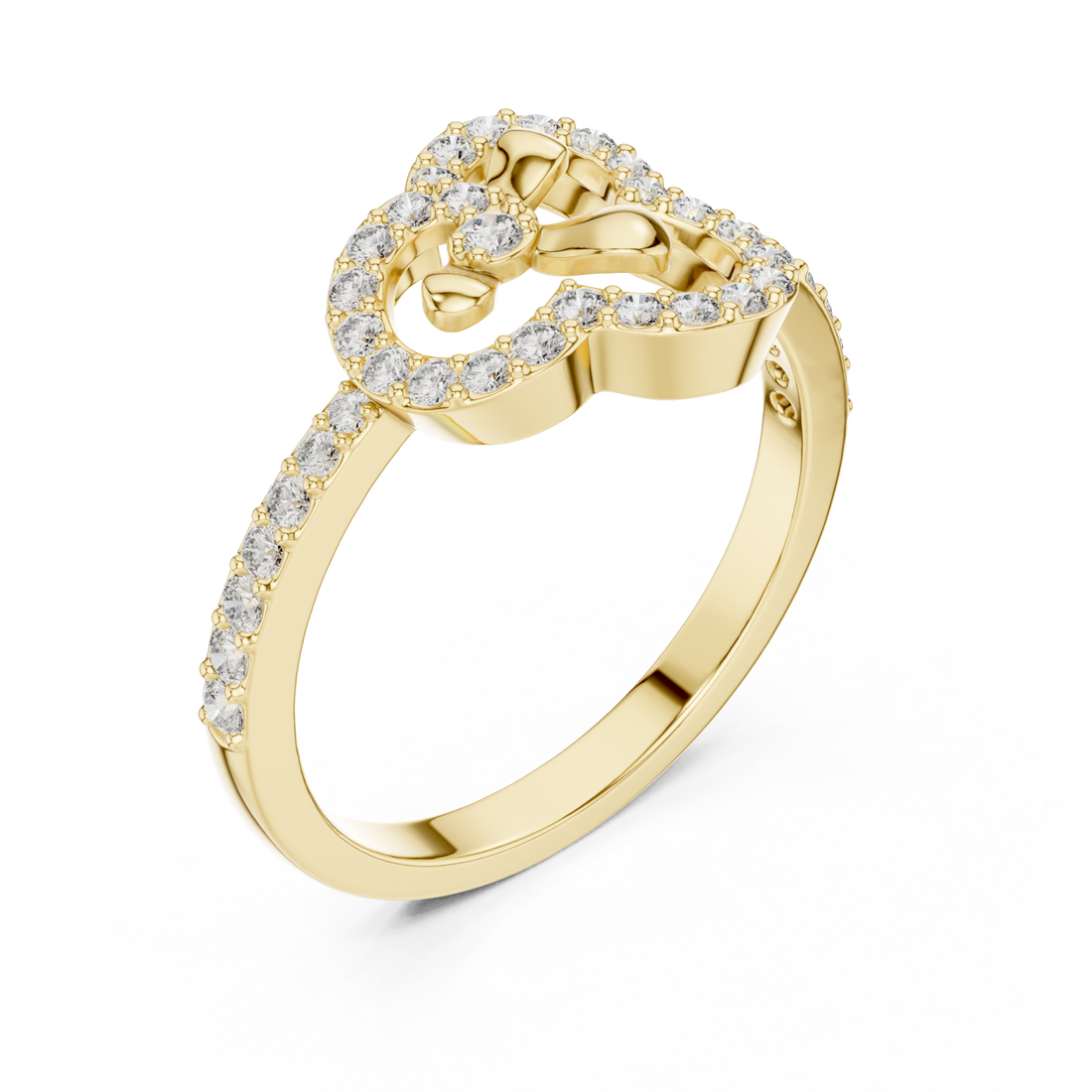 Gold Twin Petal Graceful Promise Ring Right View