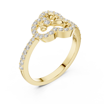 Gold Twin Petal Graceful Promise Ring Right View