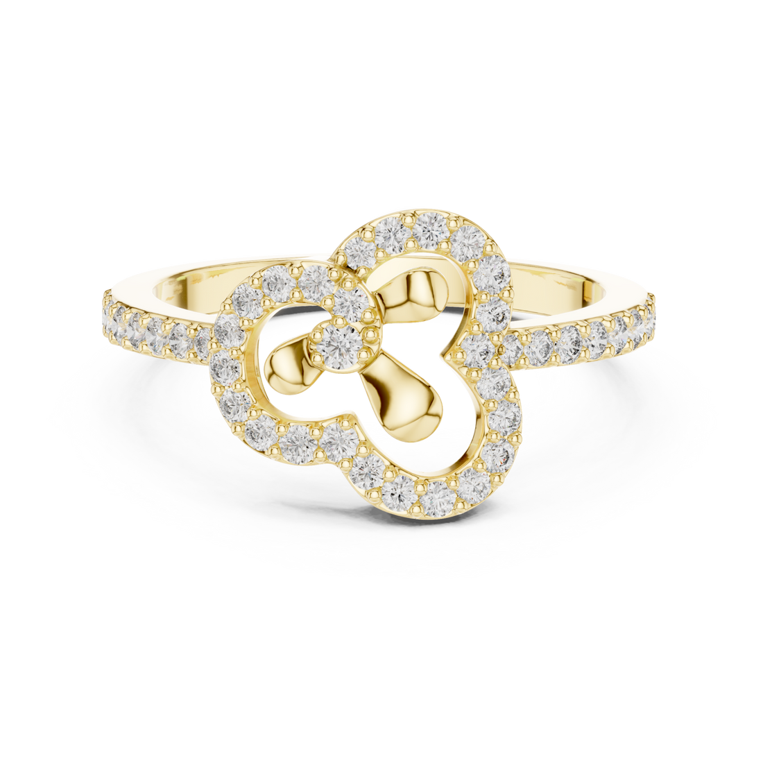 Gold Twin Petal Graceful Promise Ring Right View