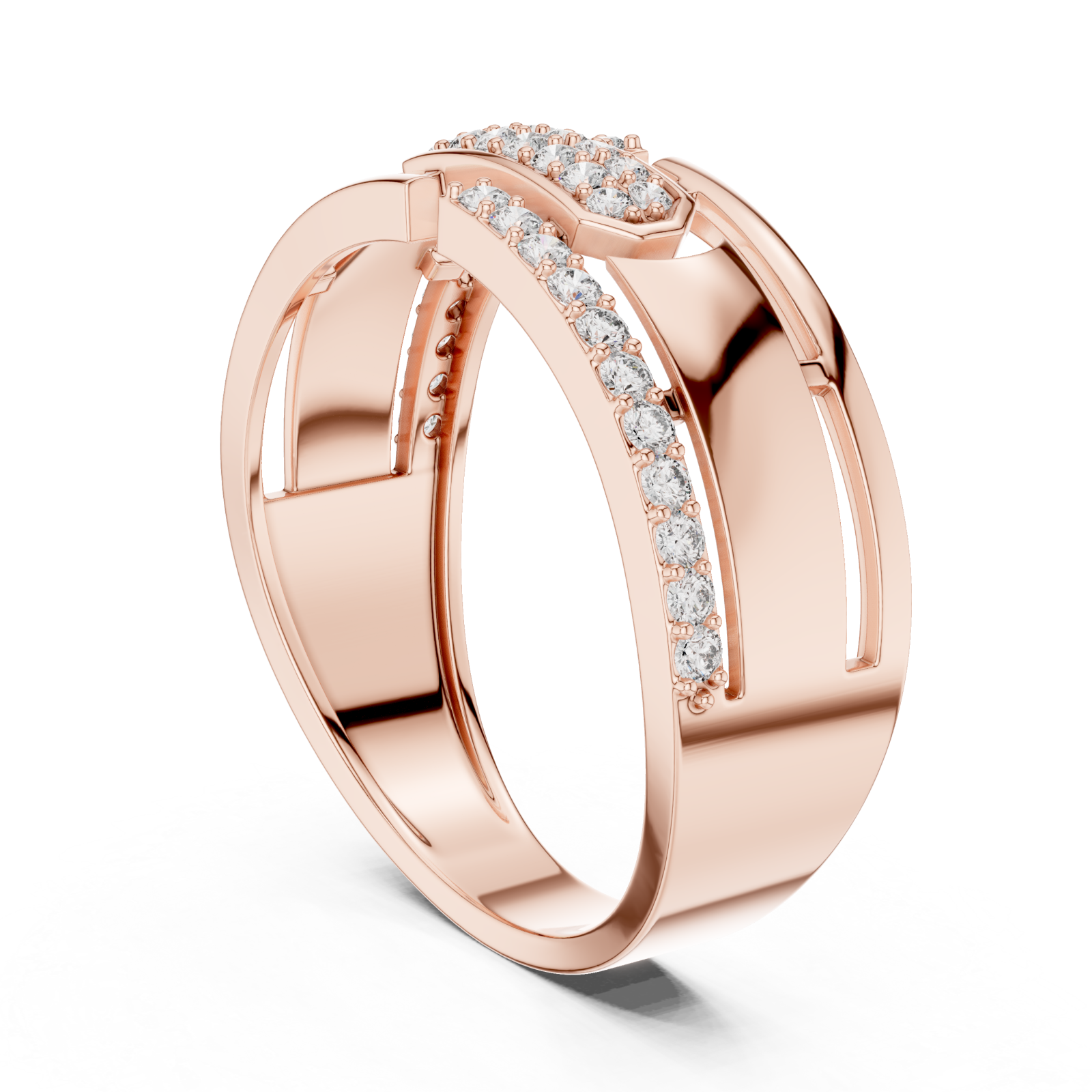  Rose Gold Infinite Allure Bypass Elegance Cocktail Ring Left View