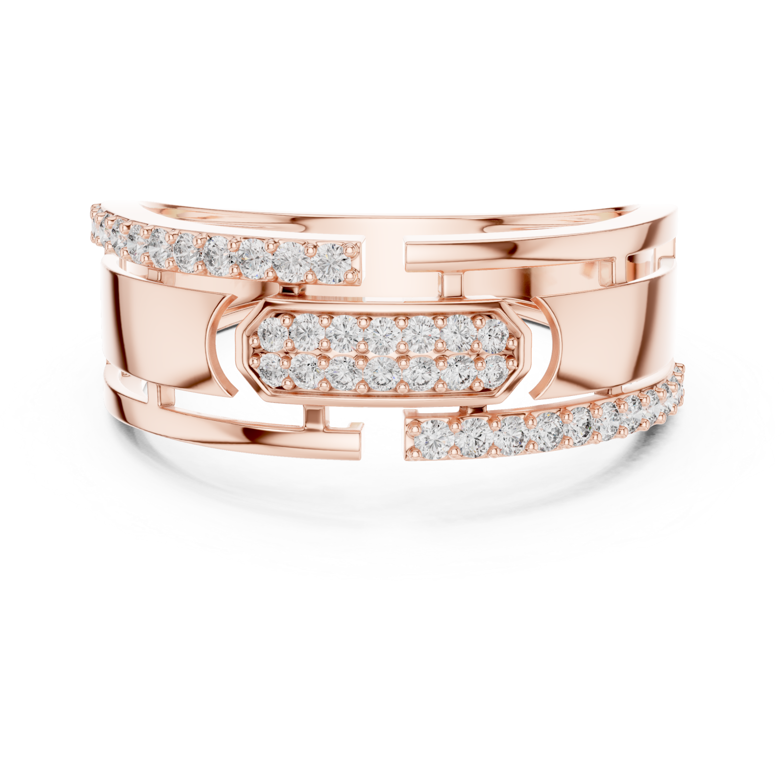  Rose Gold Infinite Allure Bypass Elegance Cocktail Ring Front View