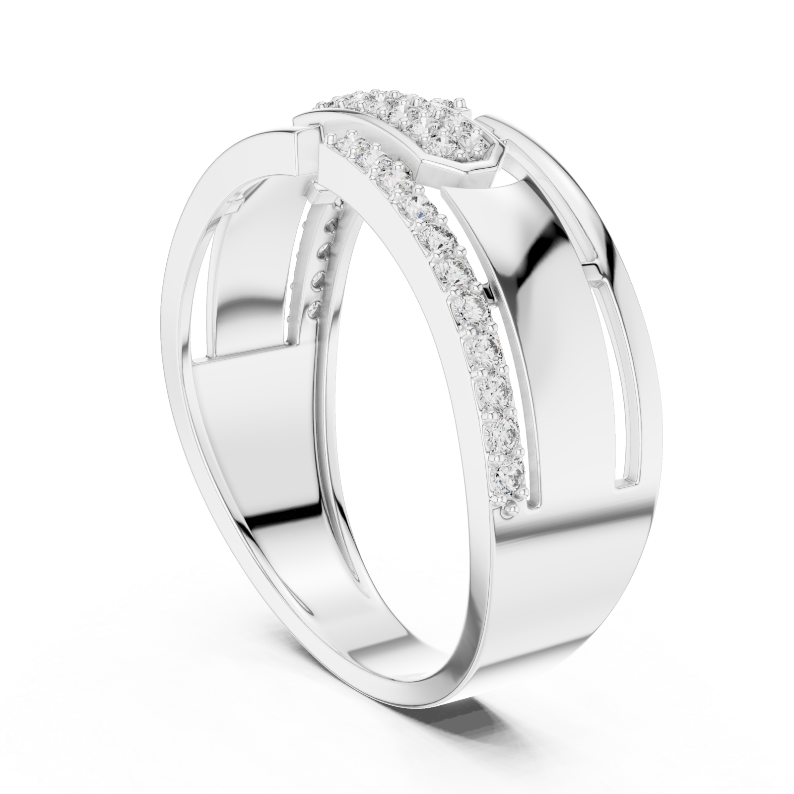  White Gold Infinite Allure Bypass Elegance Cocktail Ring Left View