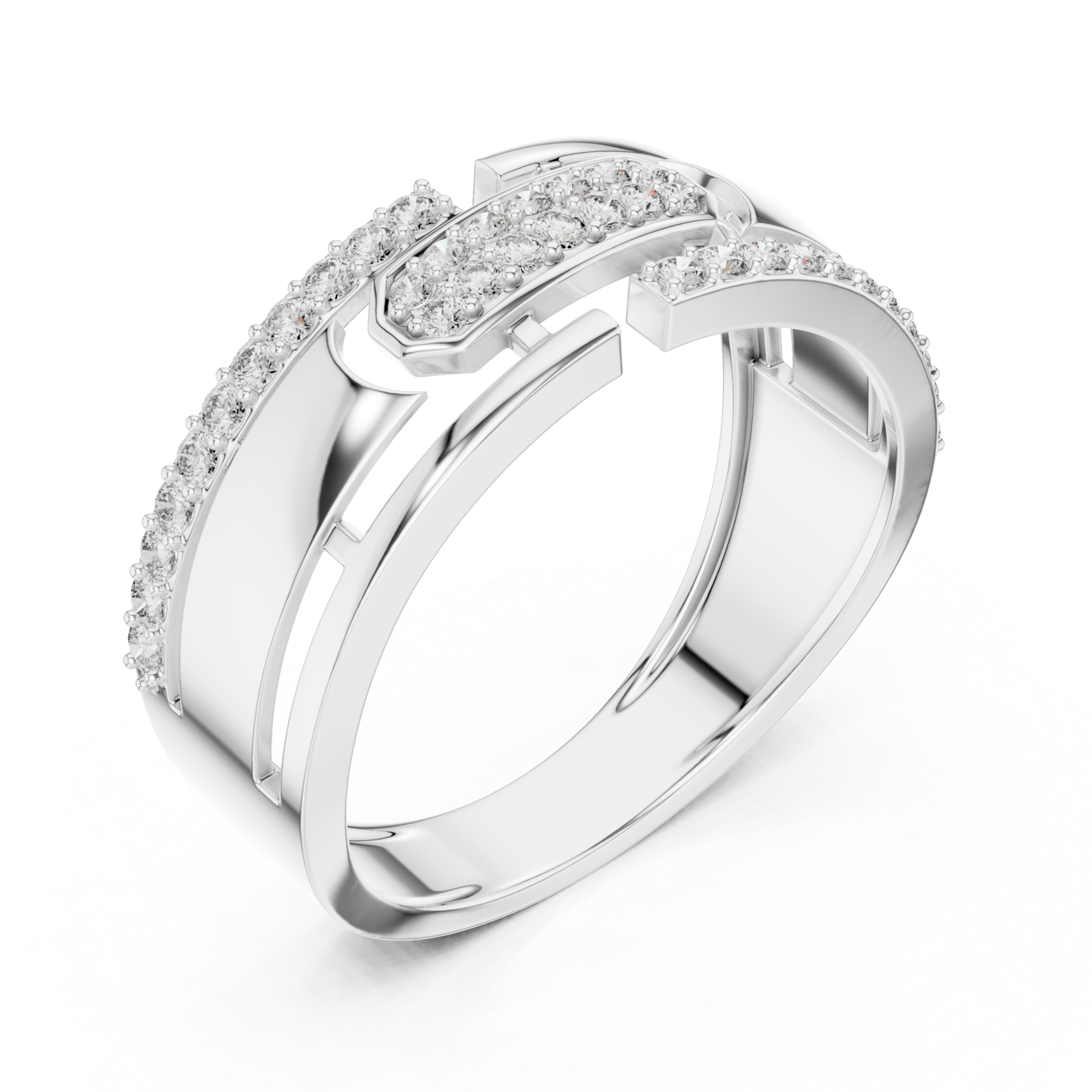  White Gold Infinite Allure Bypass Elegance Cocktail Ring Right View