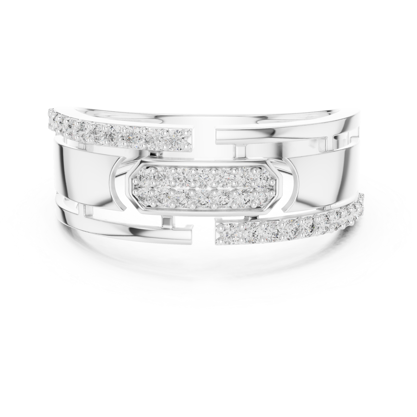  White Gold Infinite Allure Bypass Elegance Cocktail Ring Front View