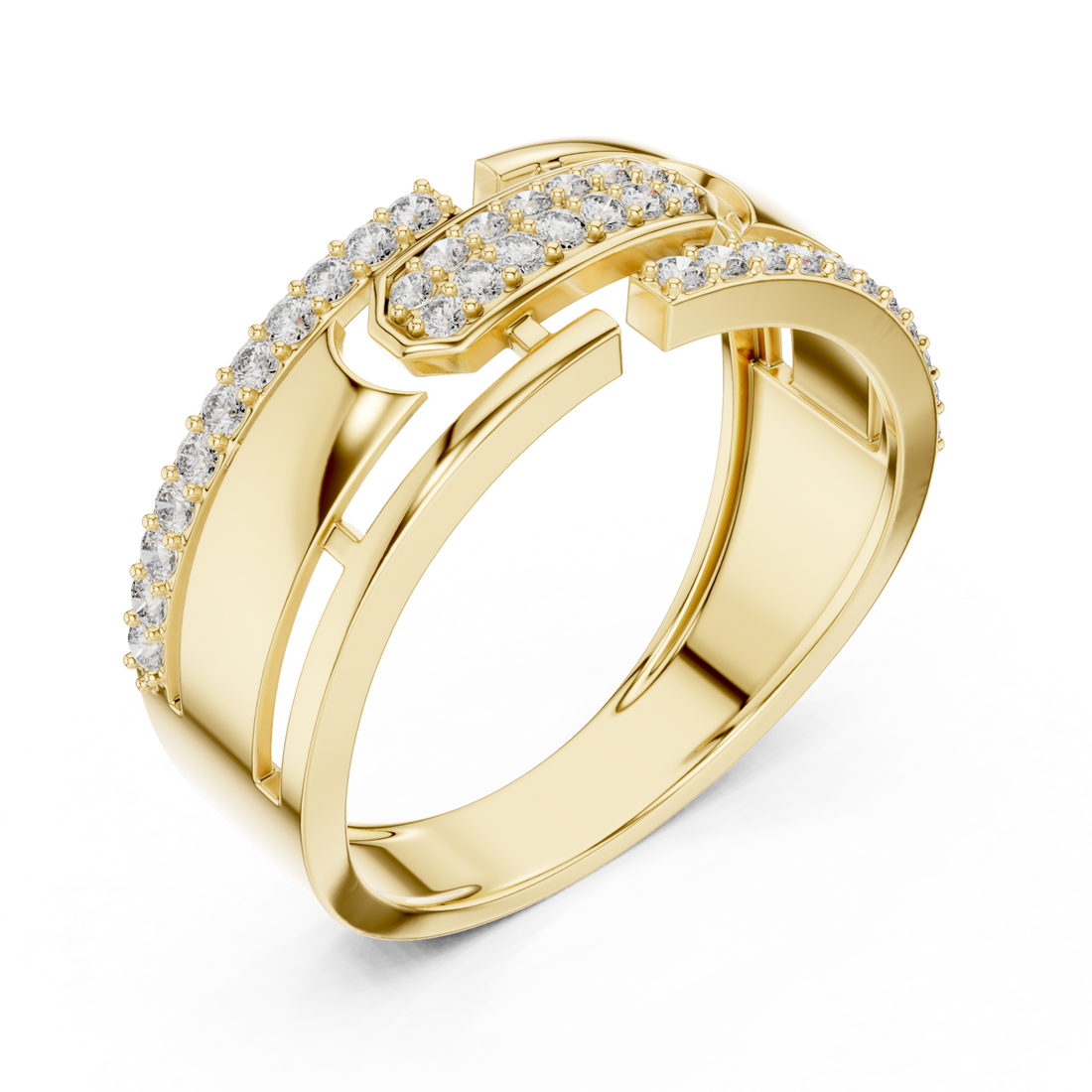 Gold Infinite Allure Bypass Elegance Cocktail Ring Right View