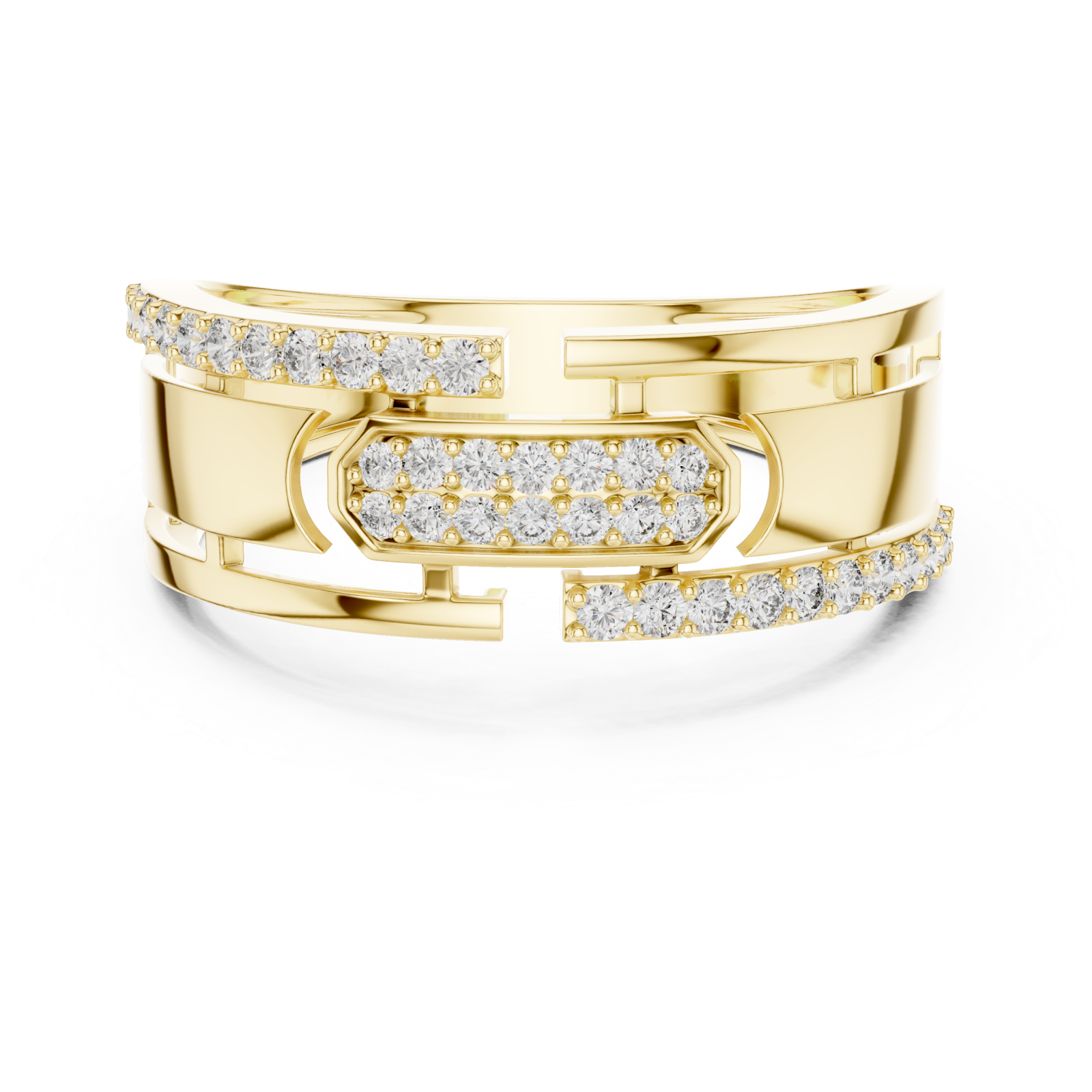  Gold Infinite Allure Bypass Elegance Cocktail Ring Front View