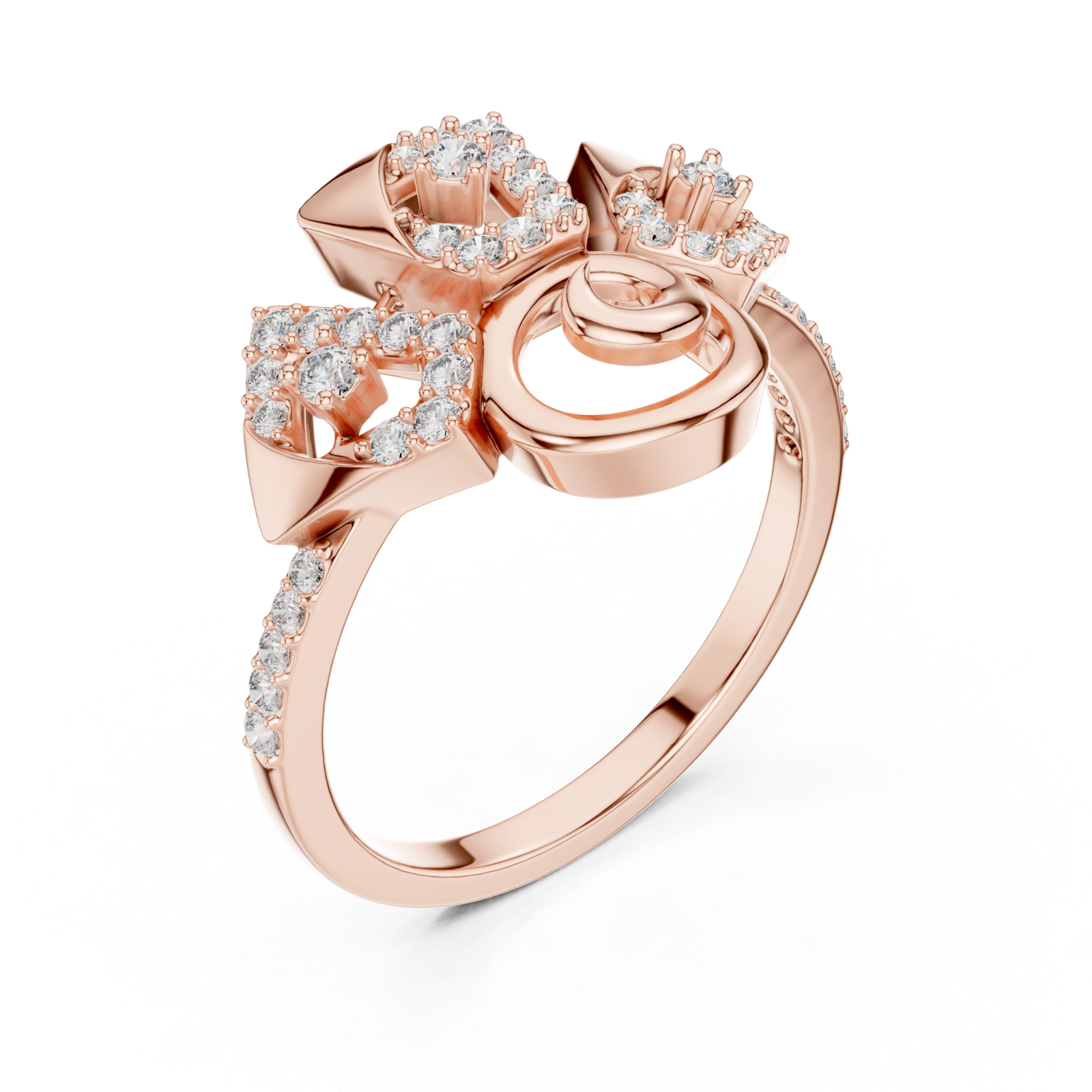  Rose Gold Enchanted Ribbon Crown Royalty Ring Right View