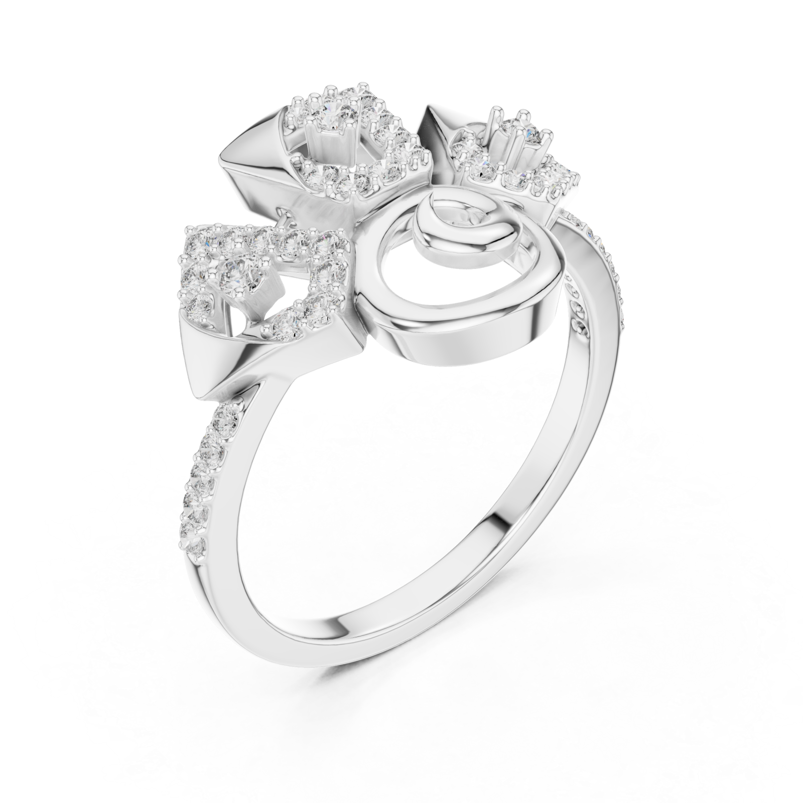  White Gold Enchanted Ribbon Crown Royalty Ring Right View