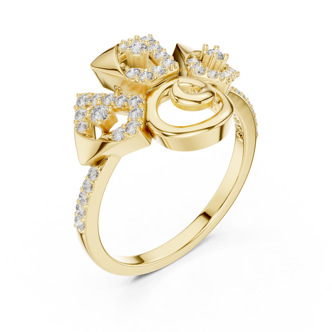Gold Enchanted Ribbon Crown Royalty Ring Right View