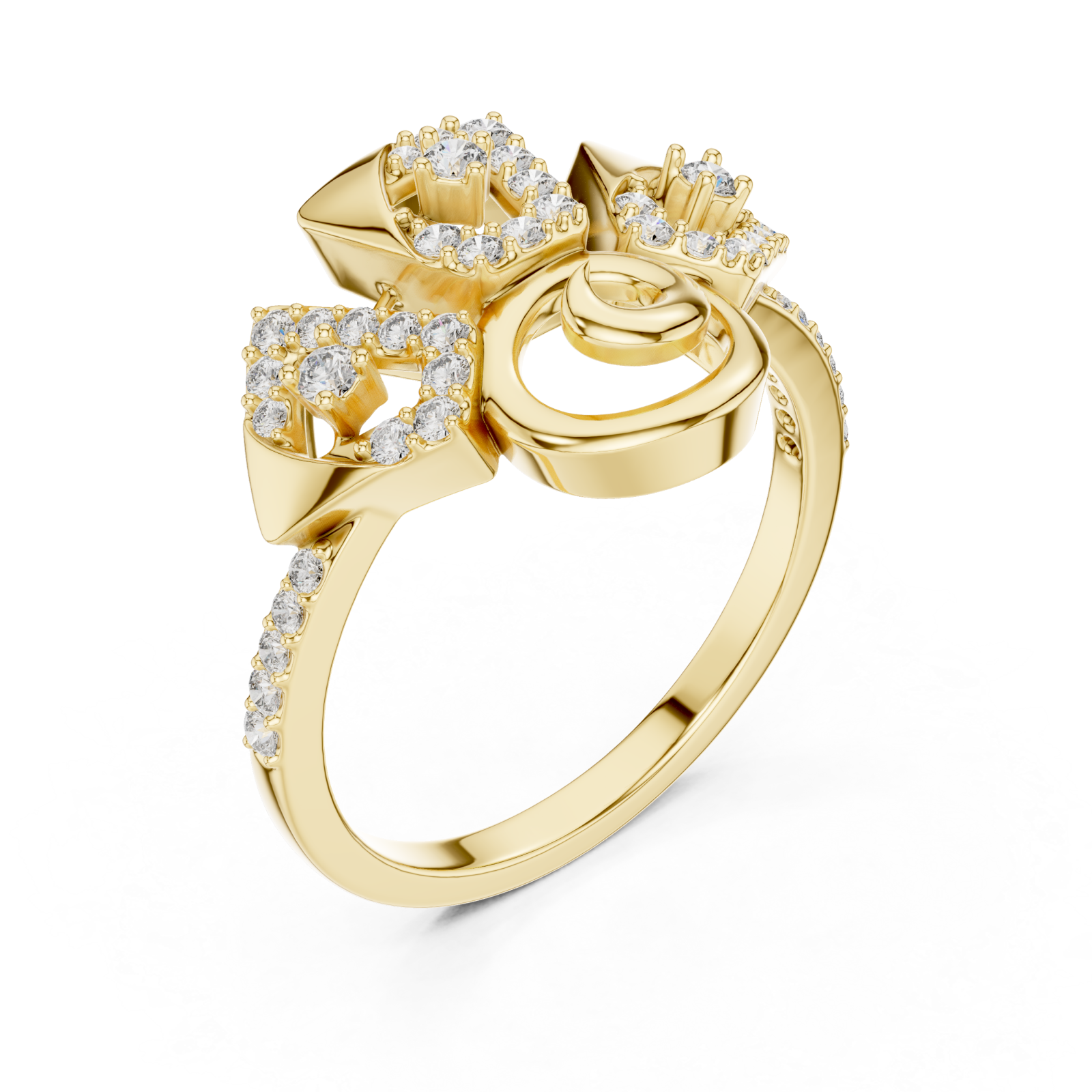 Gold Enchanted Ribbon Crown Royalty Ring Right View