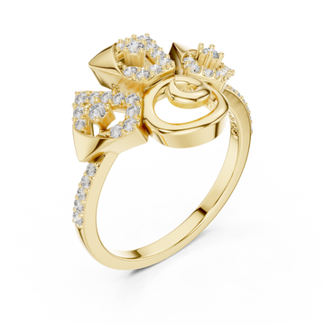 Gold Enchanted Ribbon Crown Royalty Ring Right View