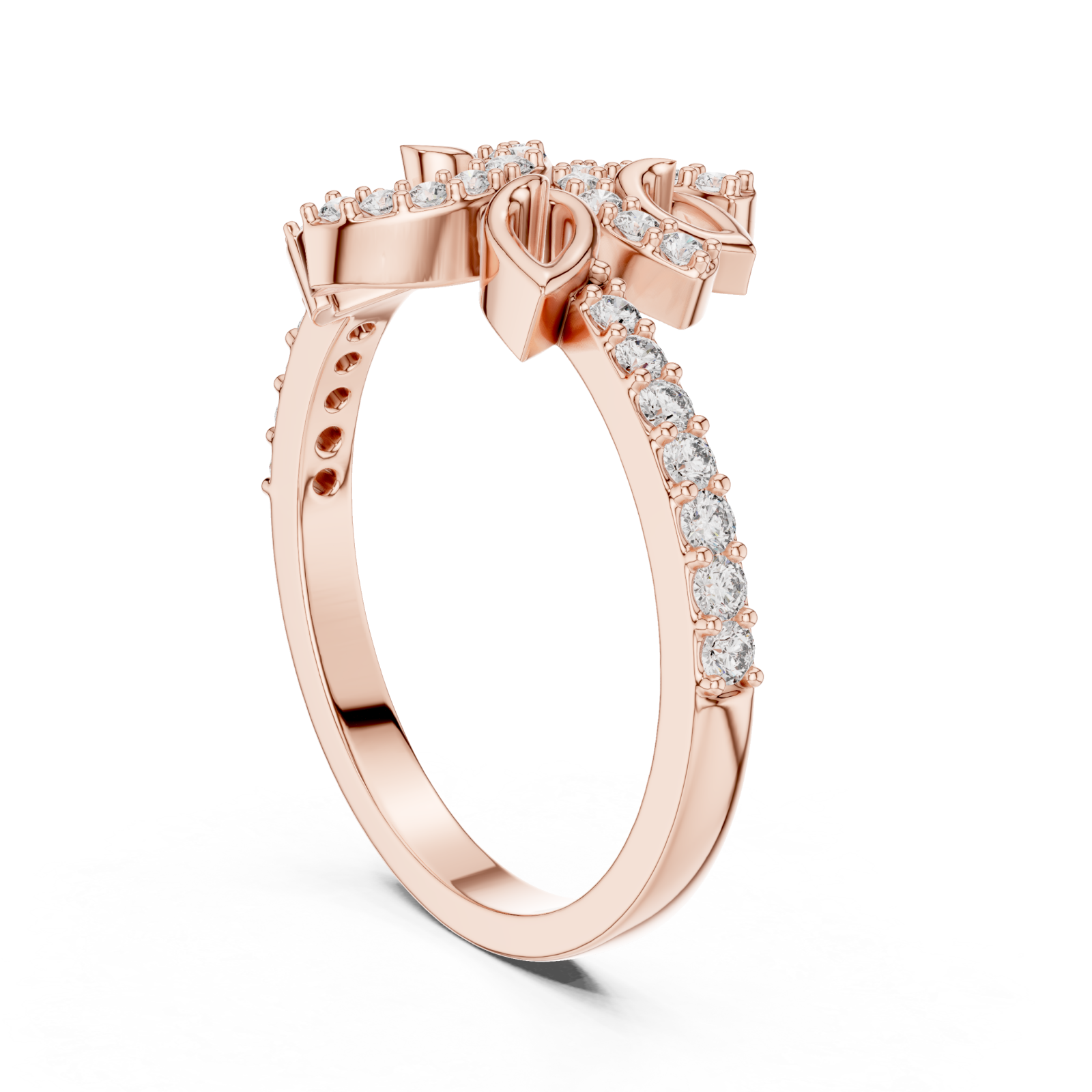  Rose Gold Radiant Ribbon Grace Band Left View