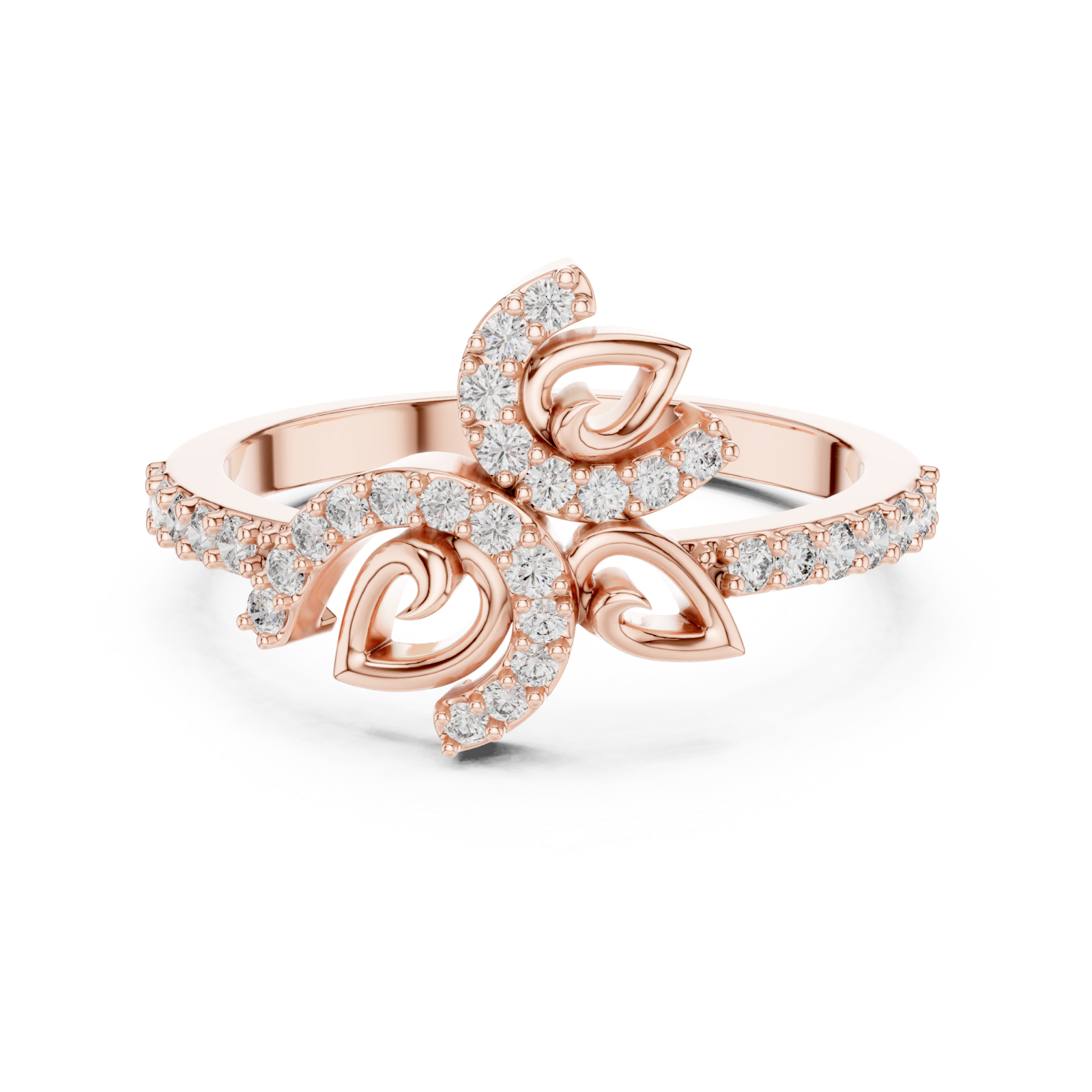  Rose Gold Radiant Ribbon Grace Band Front View