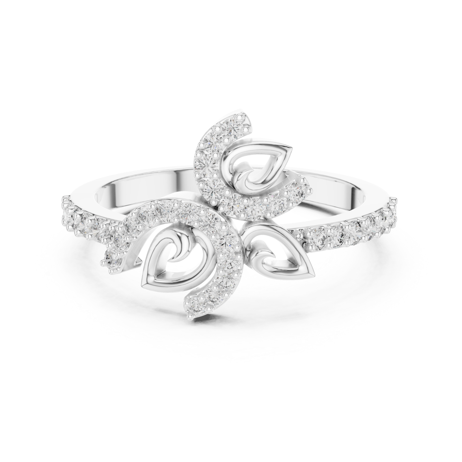  White Gold Radiant Ribbon Grace Band Front View