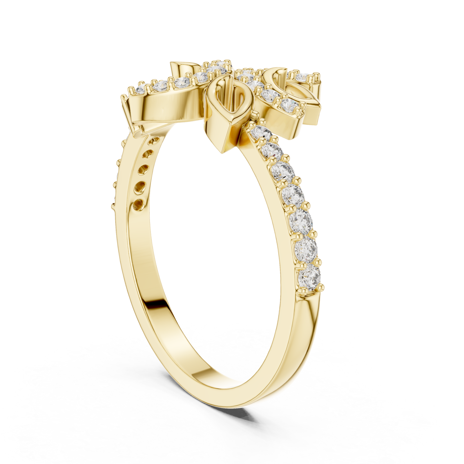 Gold Radiant Ribbon Grace Band Left View