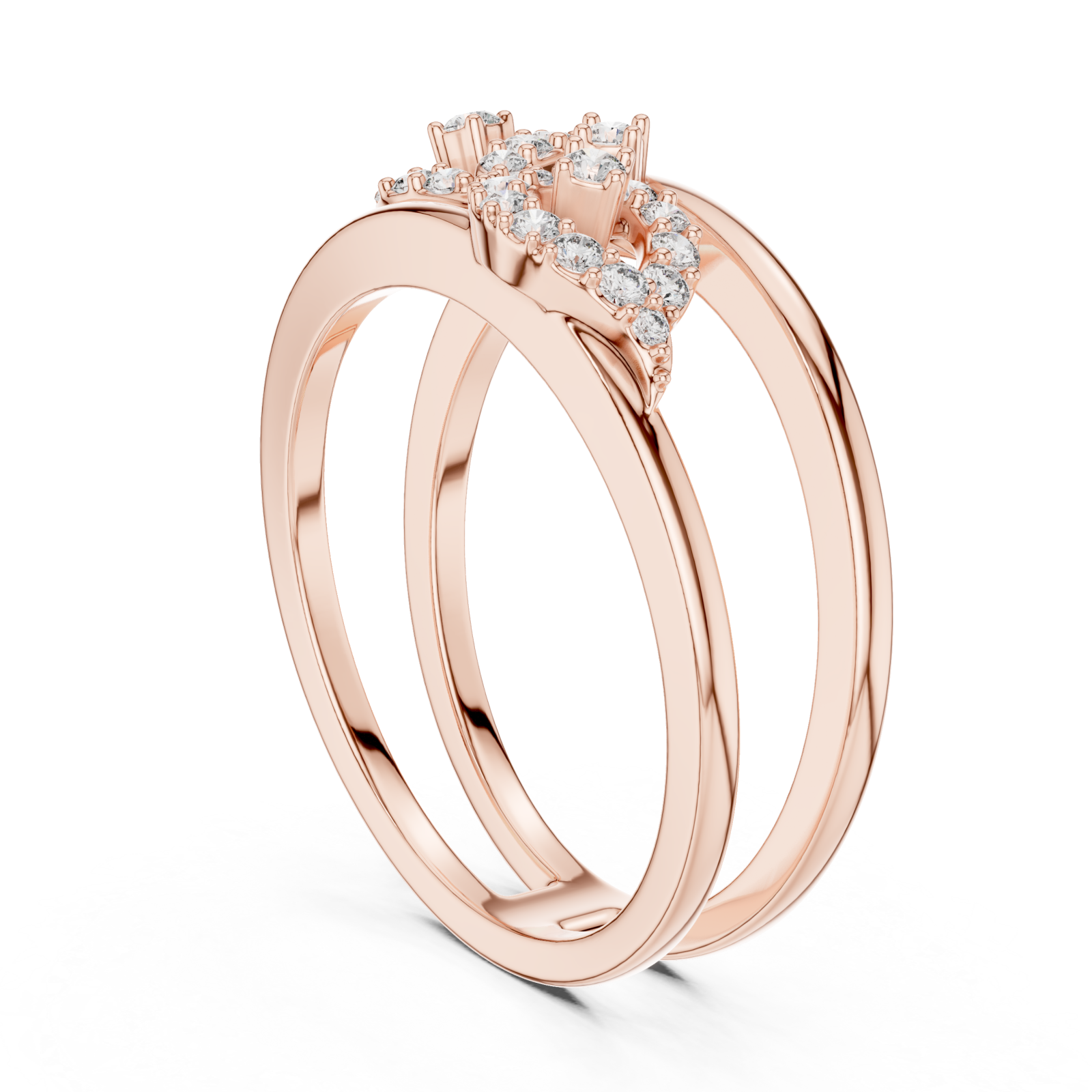  Rose Gold Sculpted Grace Bypass Duo Ring Left View