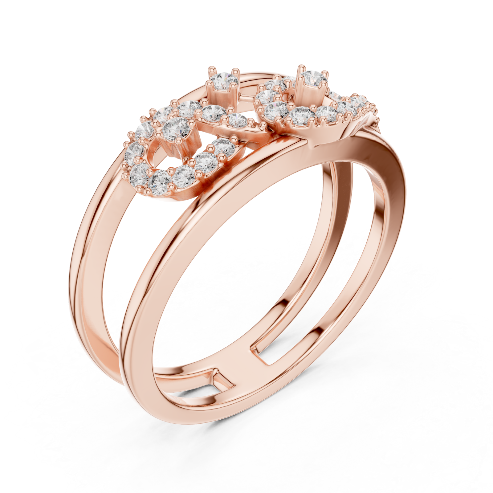  Rose Gold Sculpted Grace Bypass Duo Ring Right View