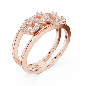  Rose Gold Sculpted Grace Bypass Duo Ring Right View
