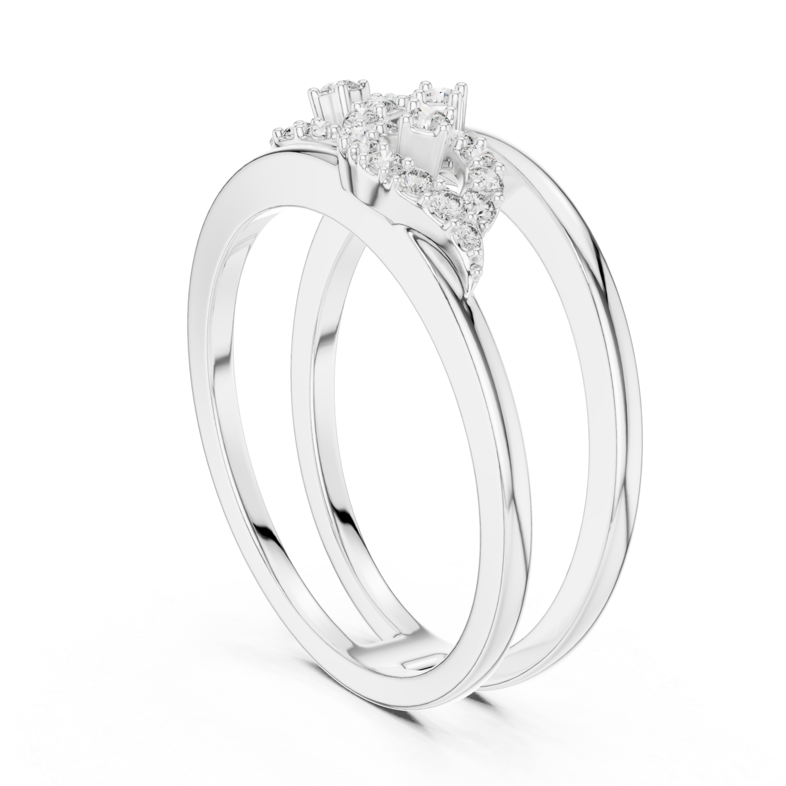  White Gold Sculpted Grace Bypass Duo Ring Left View