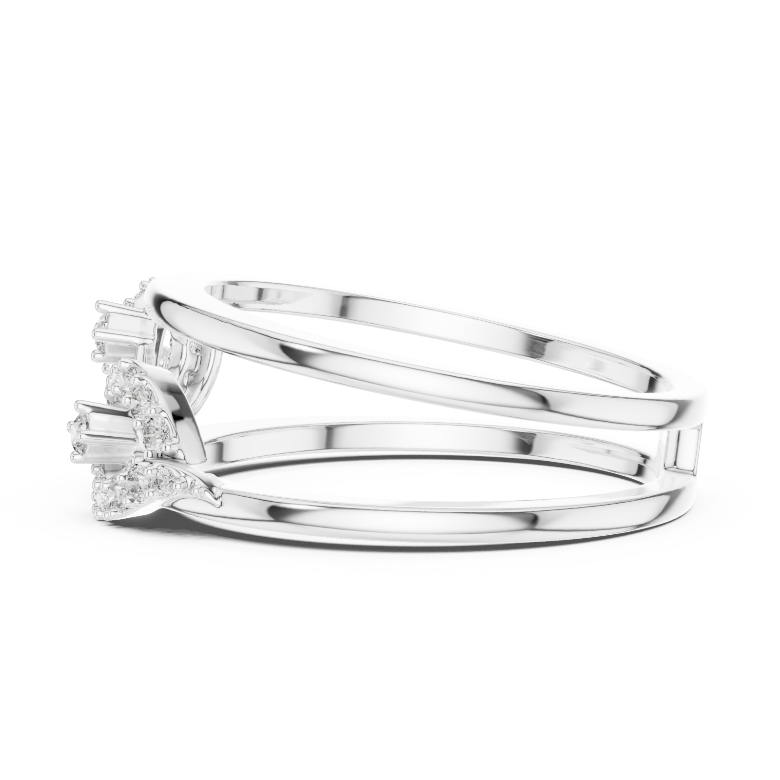  White Gold Sculpted Grace Bypass Duo Ring Side View