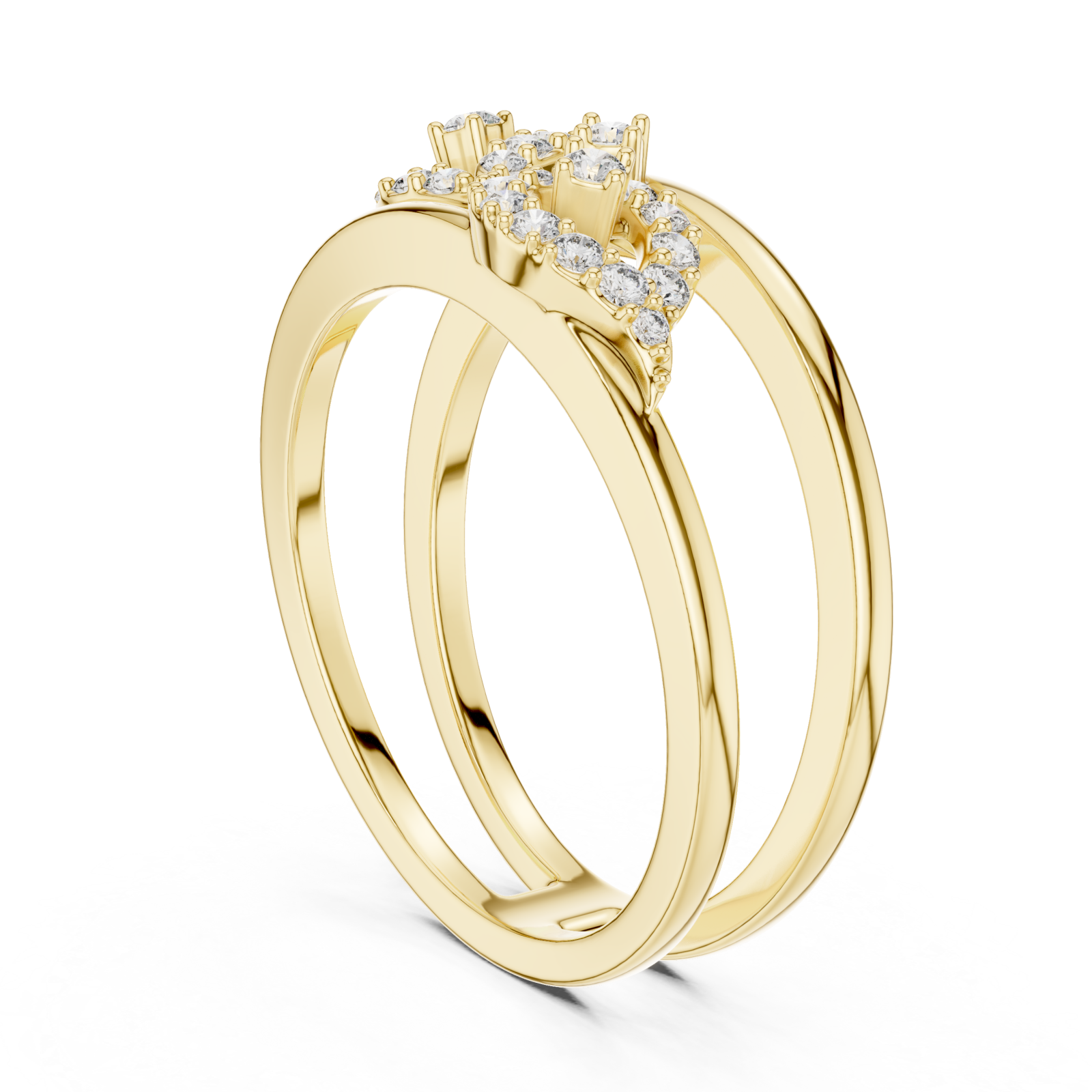  Gold Sculpted Grace Bypass Duo Ring Left View