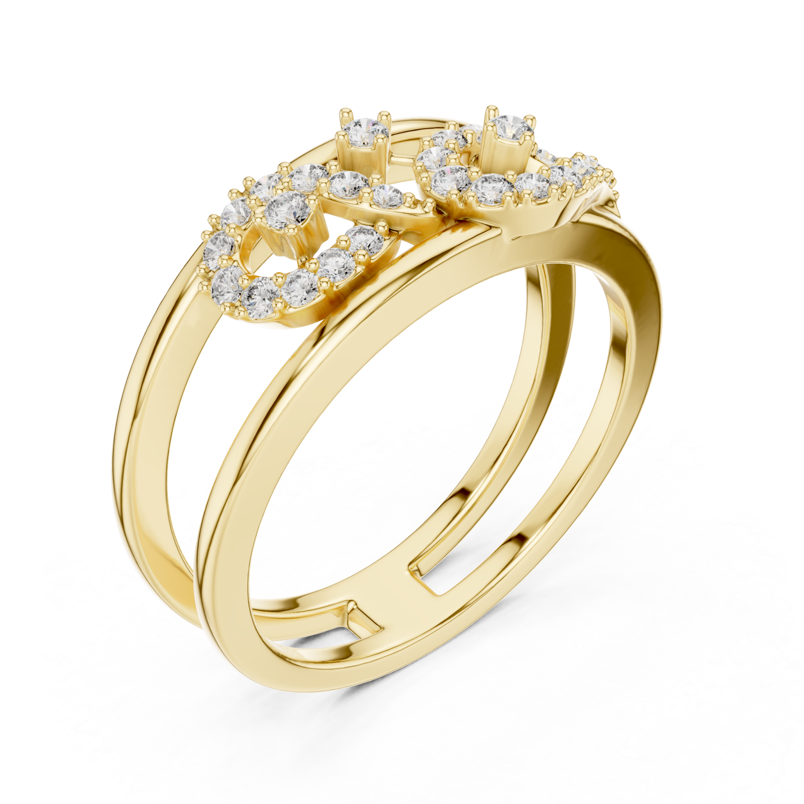 Gold Sculpted Grace Bypass Duo Ring Right View