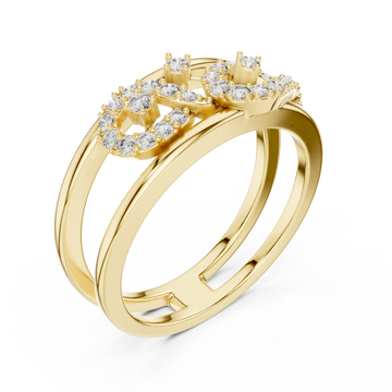 Gold Sculpted Grace Bypass Duo Ring Right View