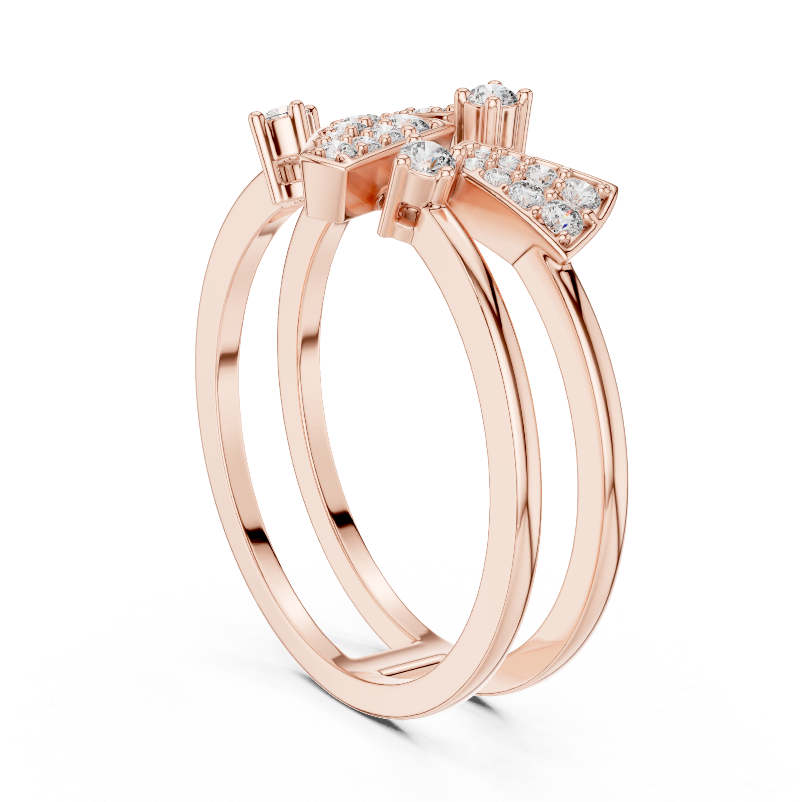  Rose Gold Twilight Crest Dual Band Ring Left View