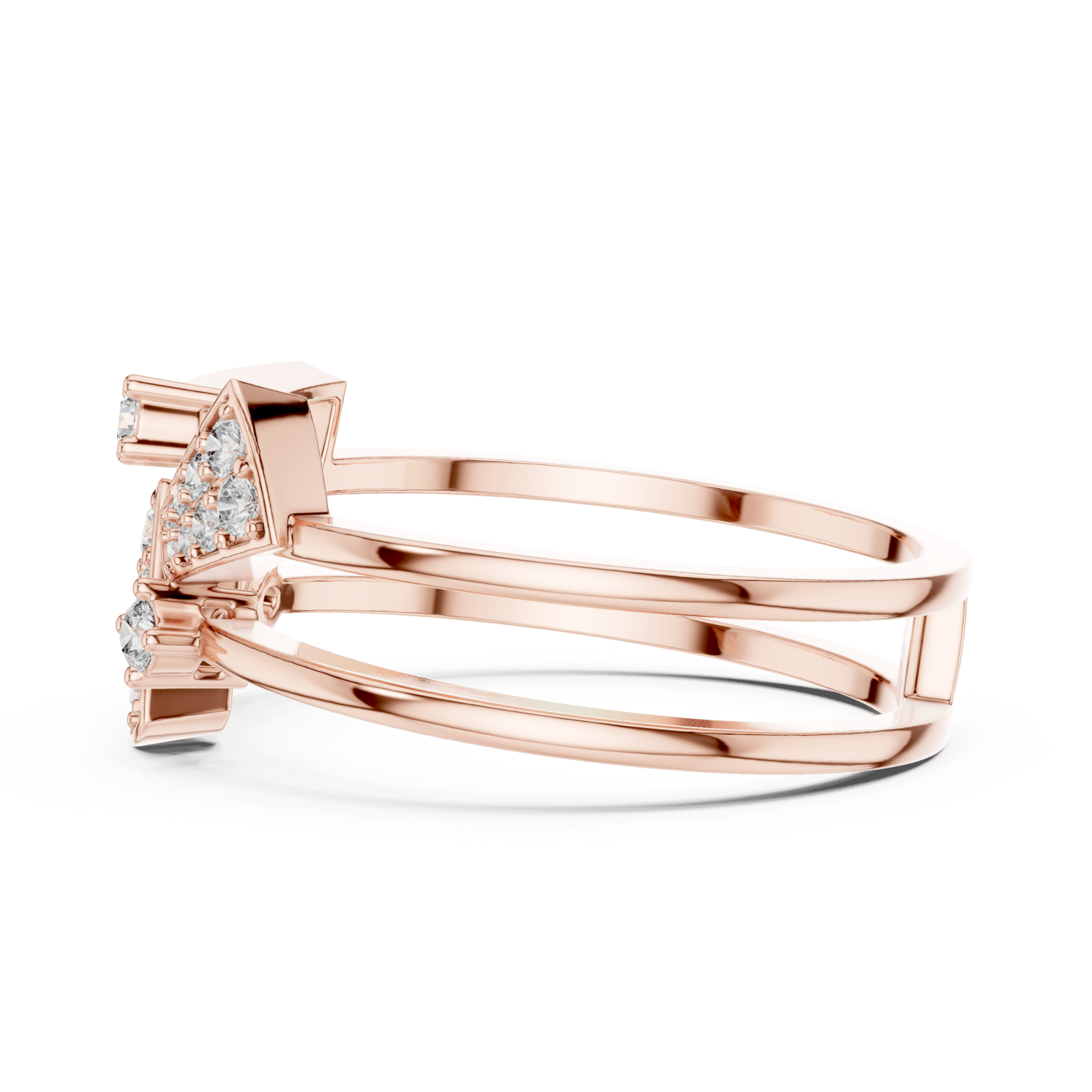  Rose Gold Twilight Crest Dual Band Ring Side View