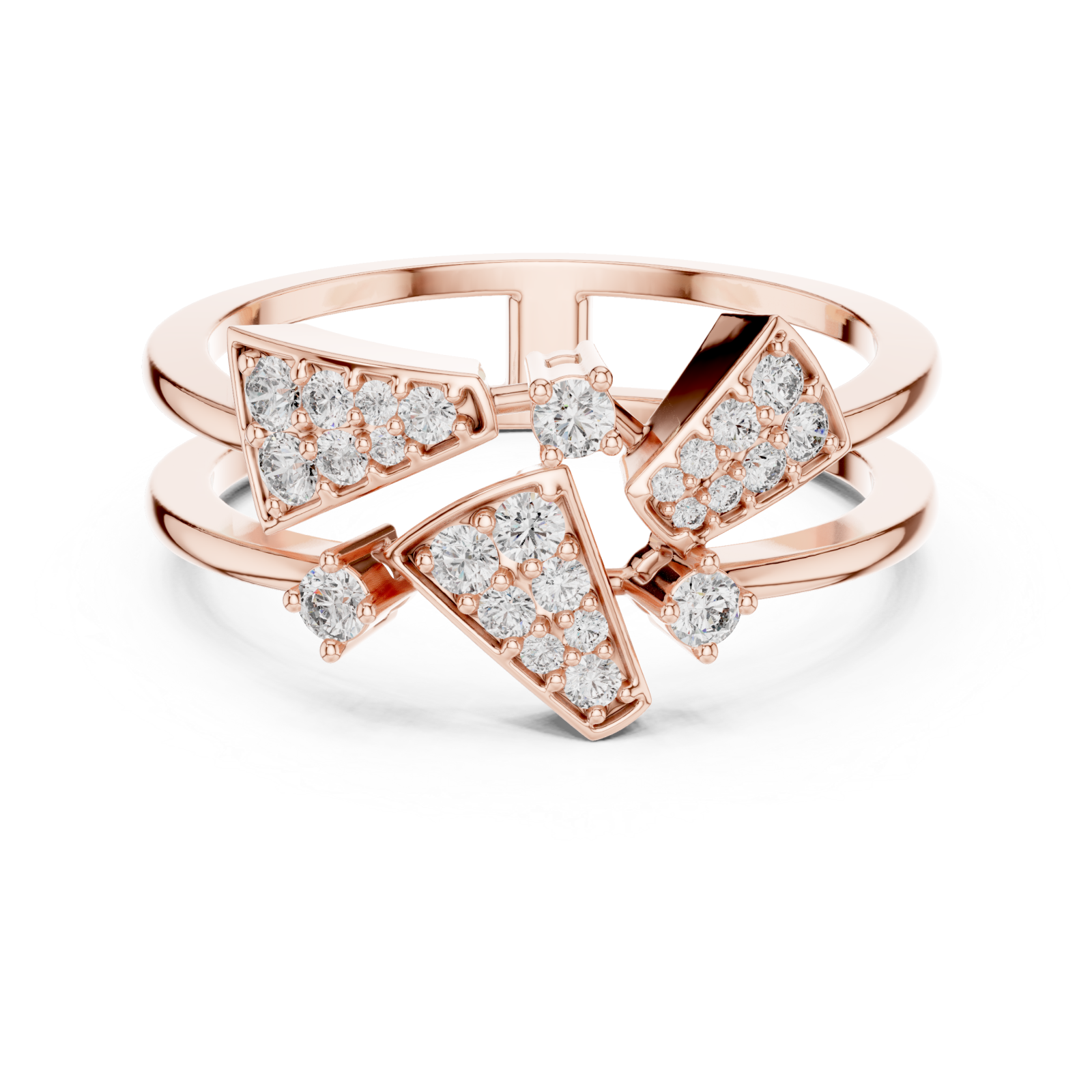  Rose Gold Twilight Crest Dual Band Ring Front View