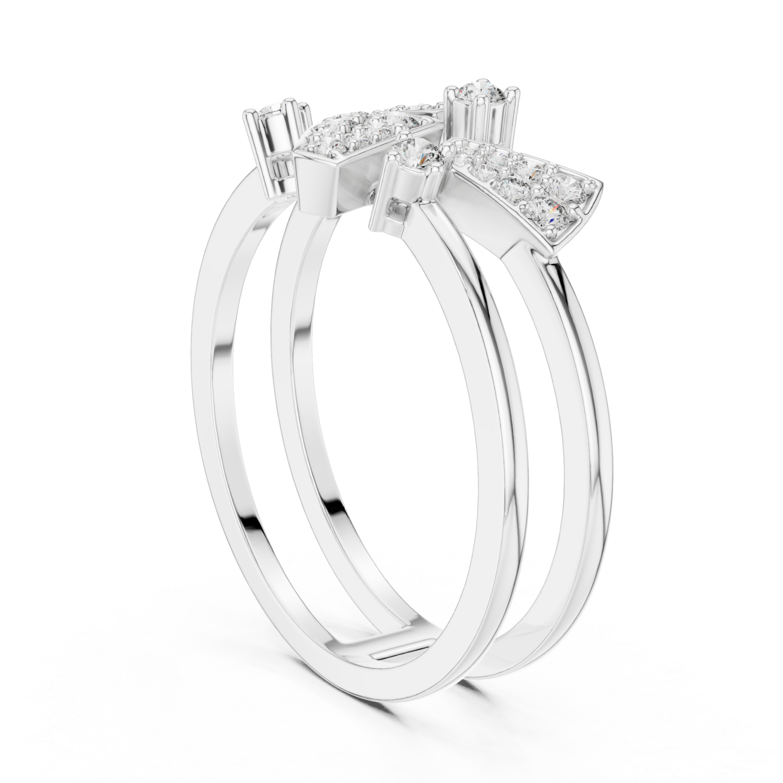  White Gold Twilight Crest Dual Band Ring Left View