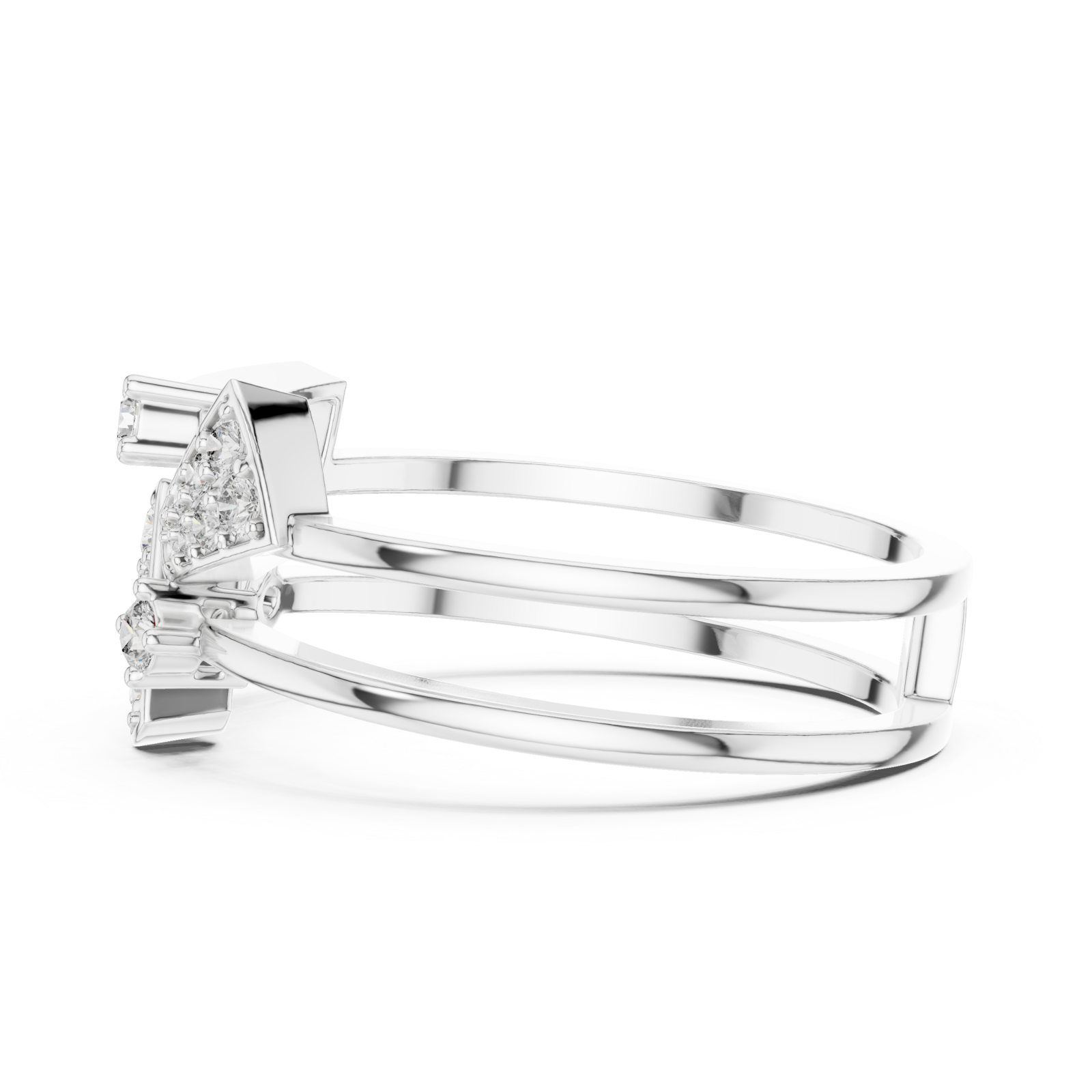  White Gold Twilight Crest Dual Band Ring Side View