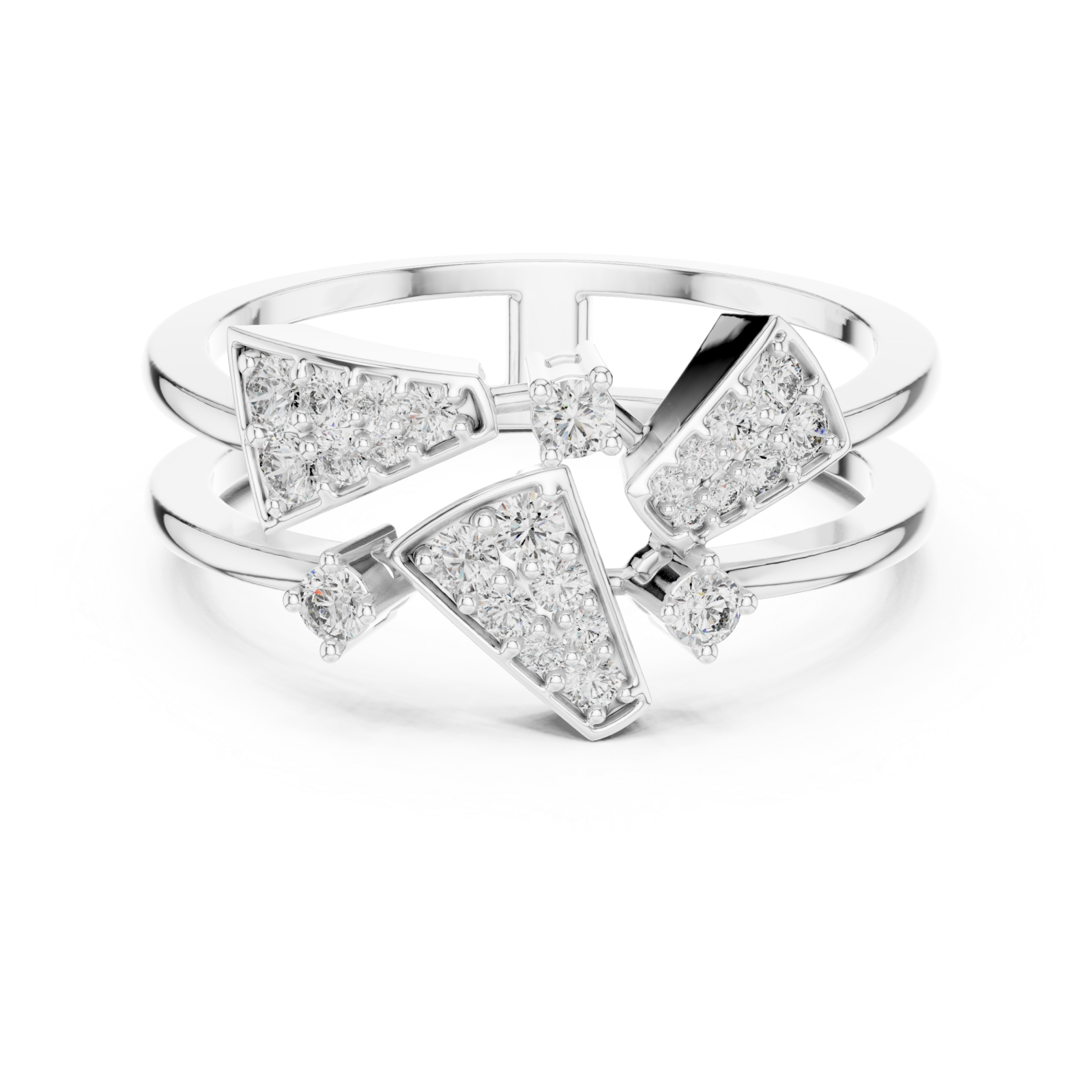  White Gold Twilight Crest Dual Band Ring Front View