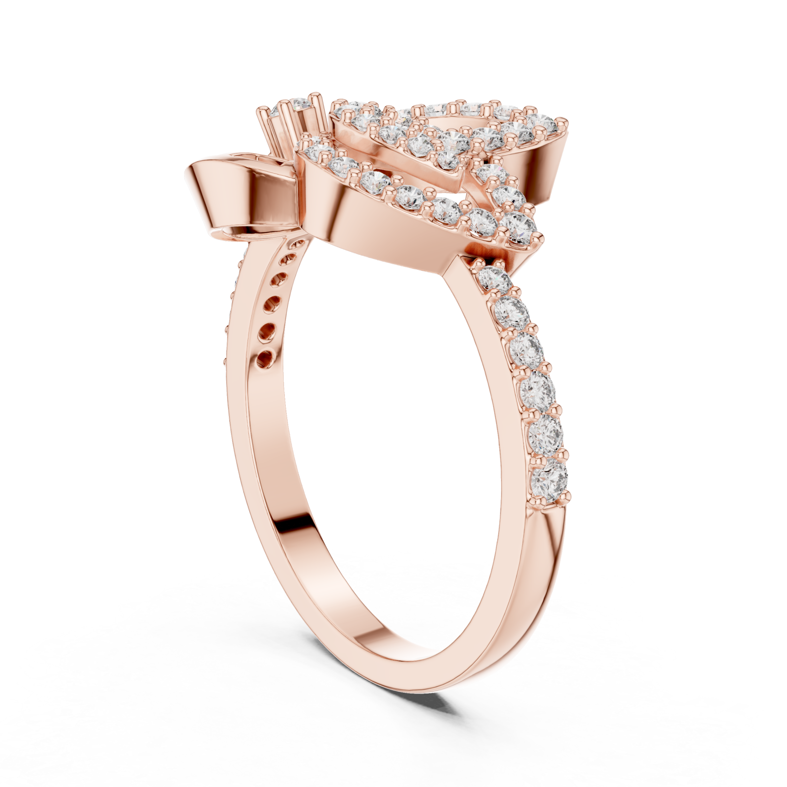  Rose Gold Celestial Radiance Flow Engagement Ring Left View