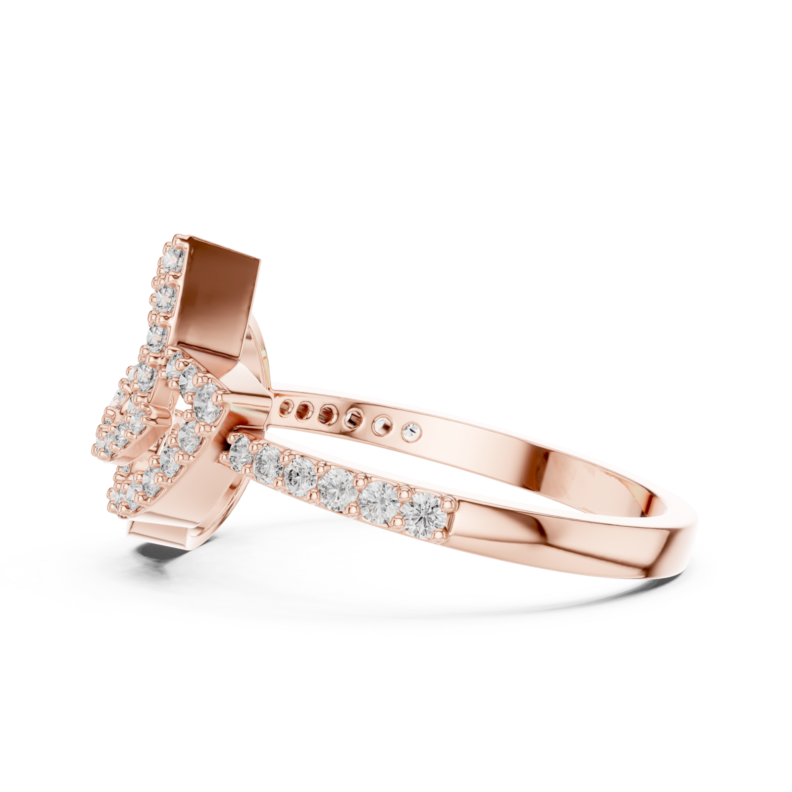  Rose Gold Celestial Radiance Flow Engagement Ring Side View