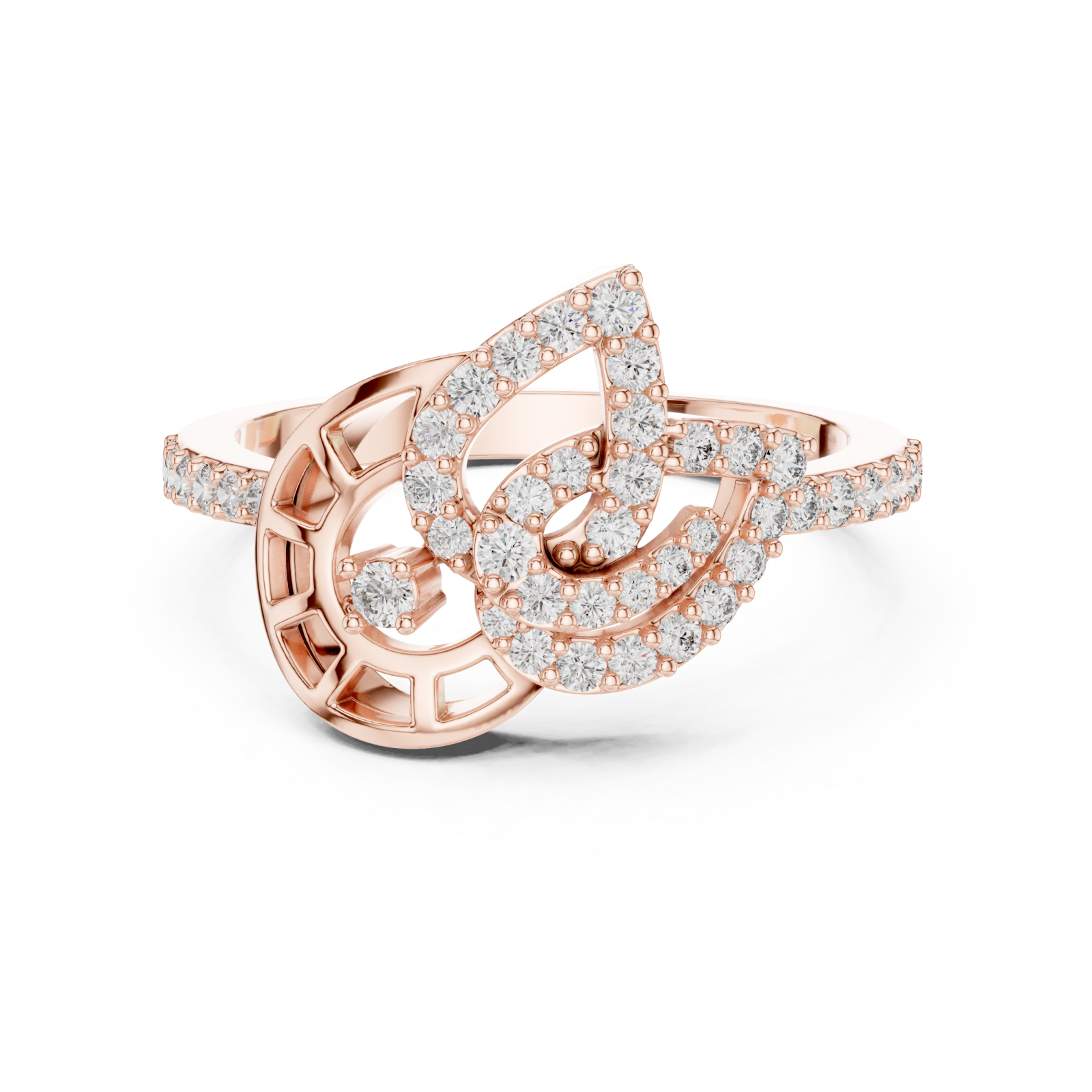  Rose Gold Celestial Radiance Flow Engagement Ring Front View
