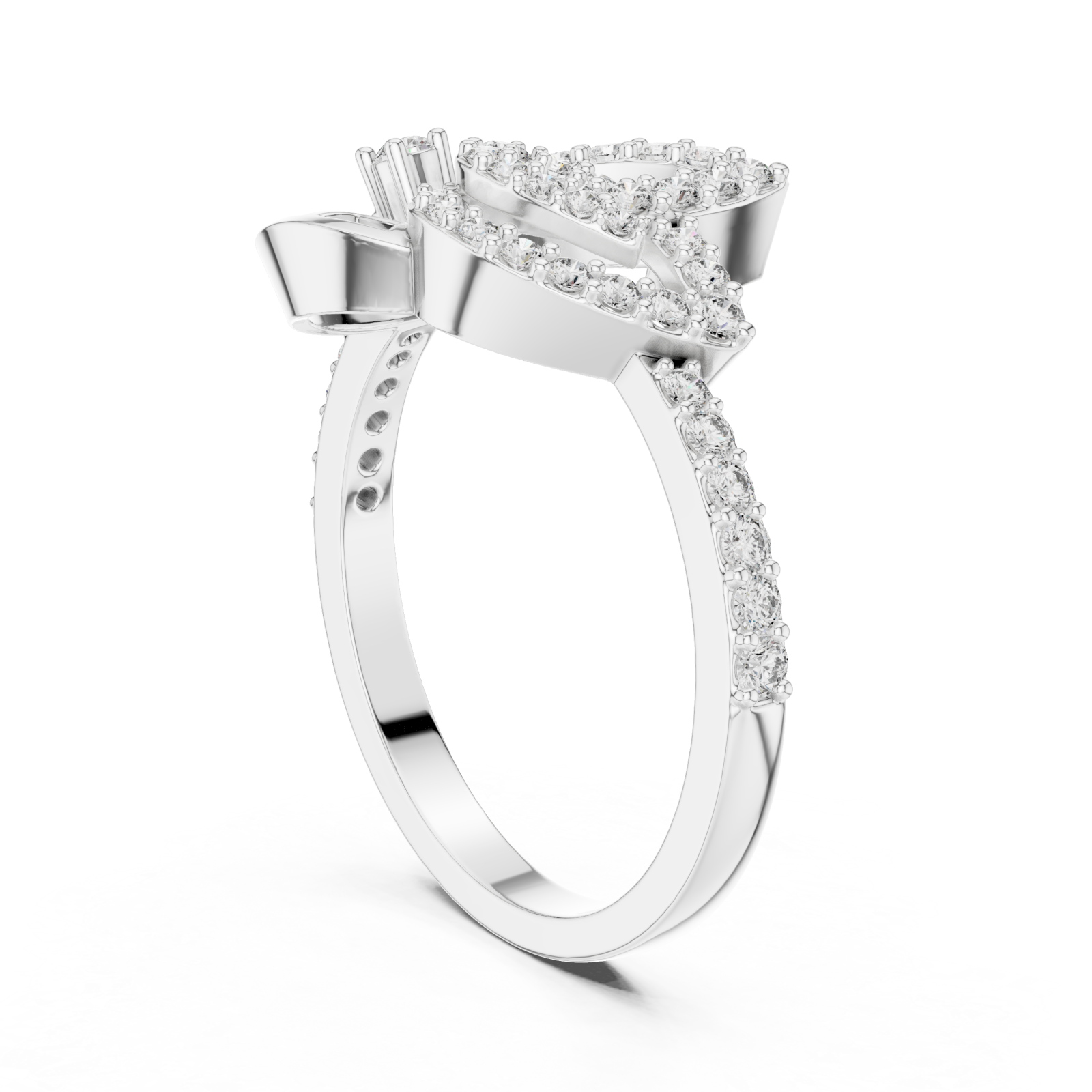  White Gold Celestial Radiance Flow Engagement Ring Left View