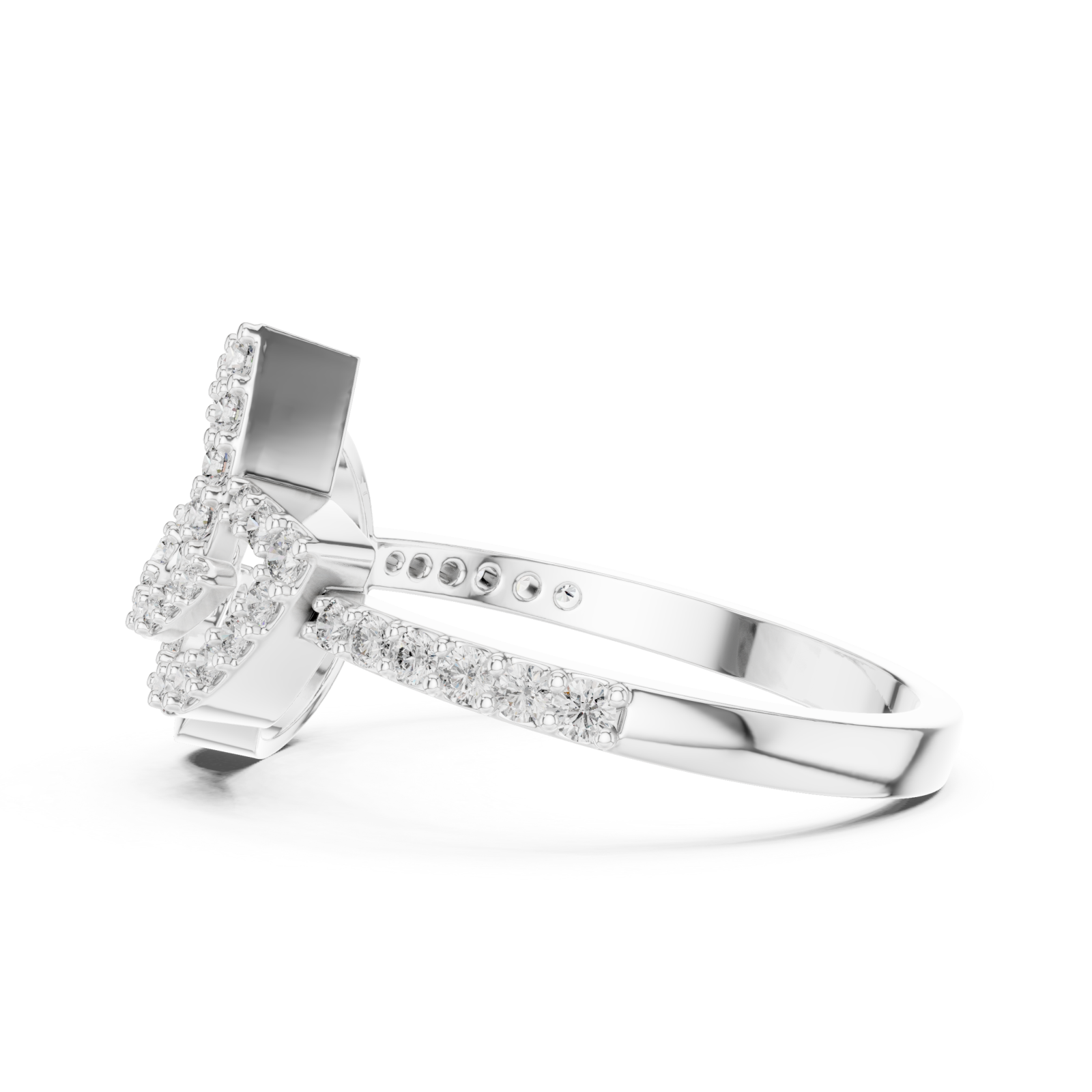  White Gold Celestial Radiance Flow Engagement Ring Side View
