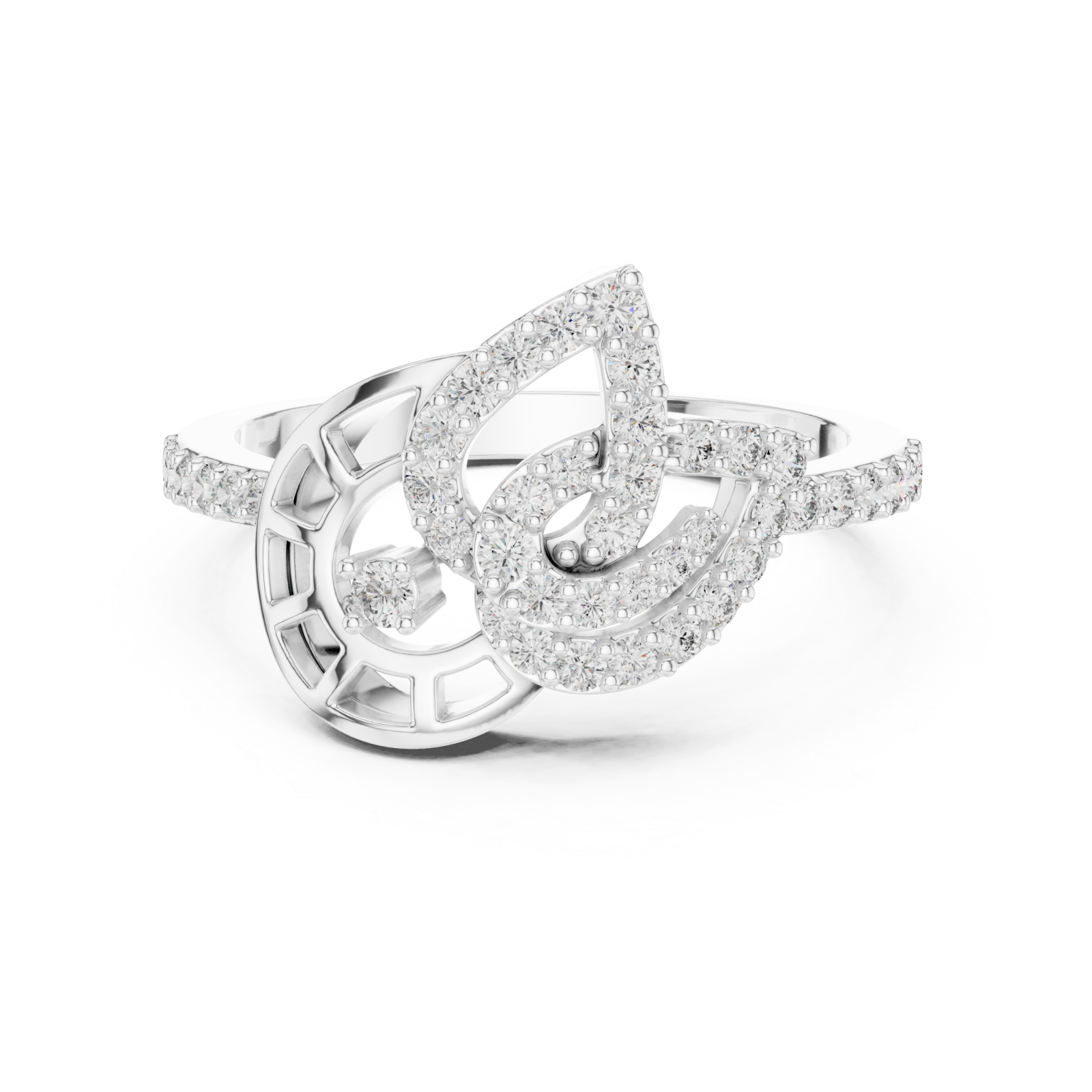  White Gold Celestial Radiance Flow Engagement Ring Front View